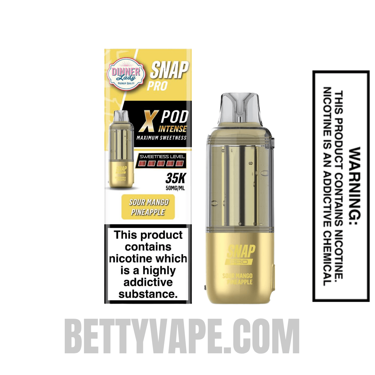 Sour Mango Pineapple Dinner Lady Snap Pro 35K Disposable Vape Pod With Package Box