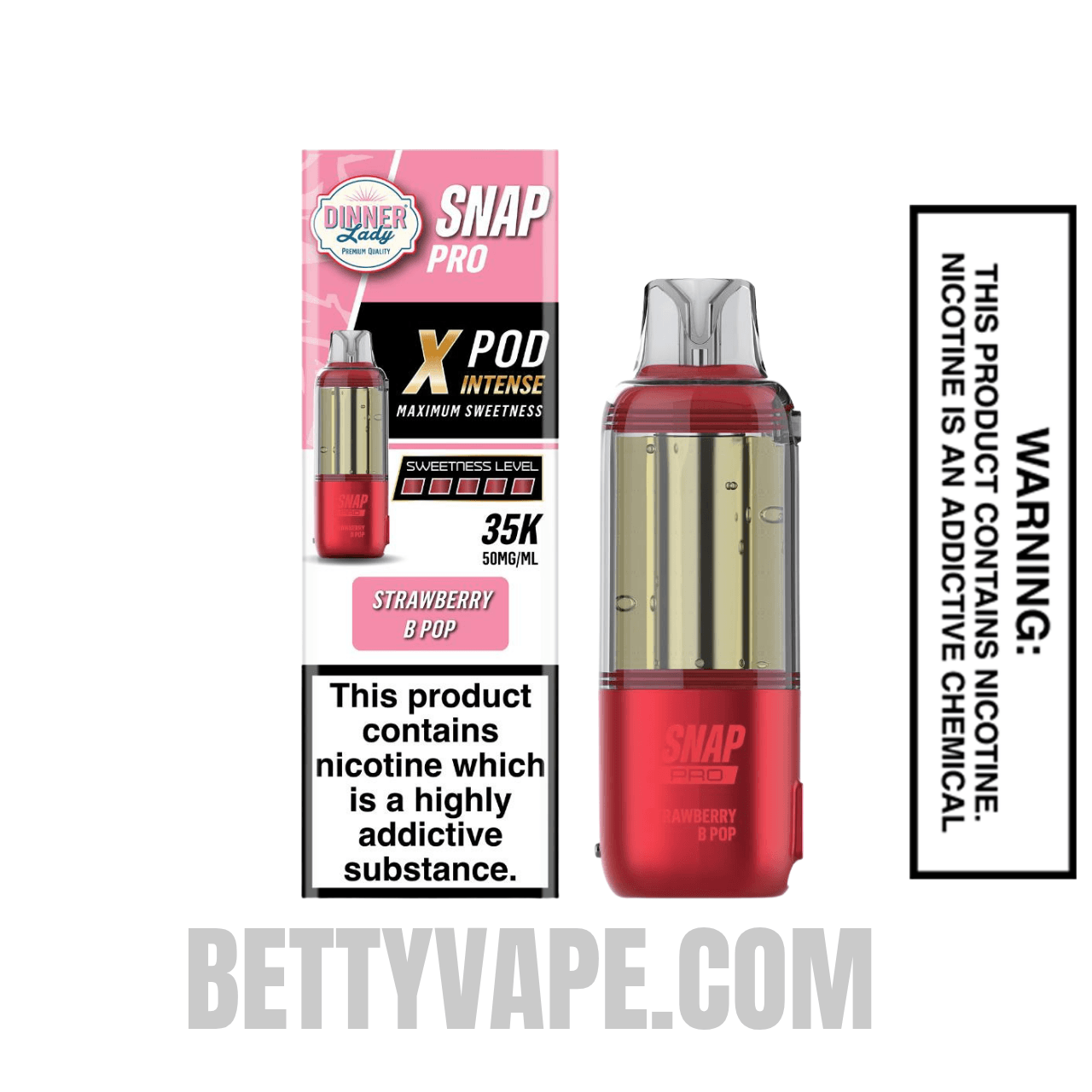 Strawberry B Pop Dinner Lady Snap Pro Intense 35K Pre-filled Replacement Pod With Package Box