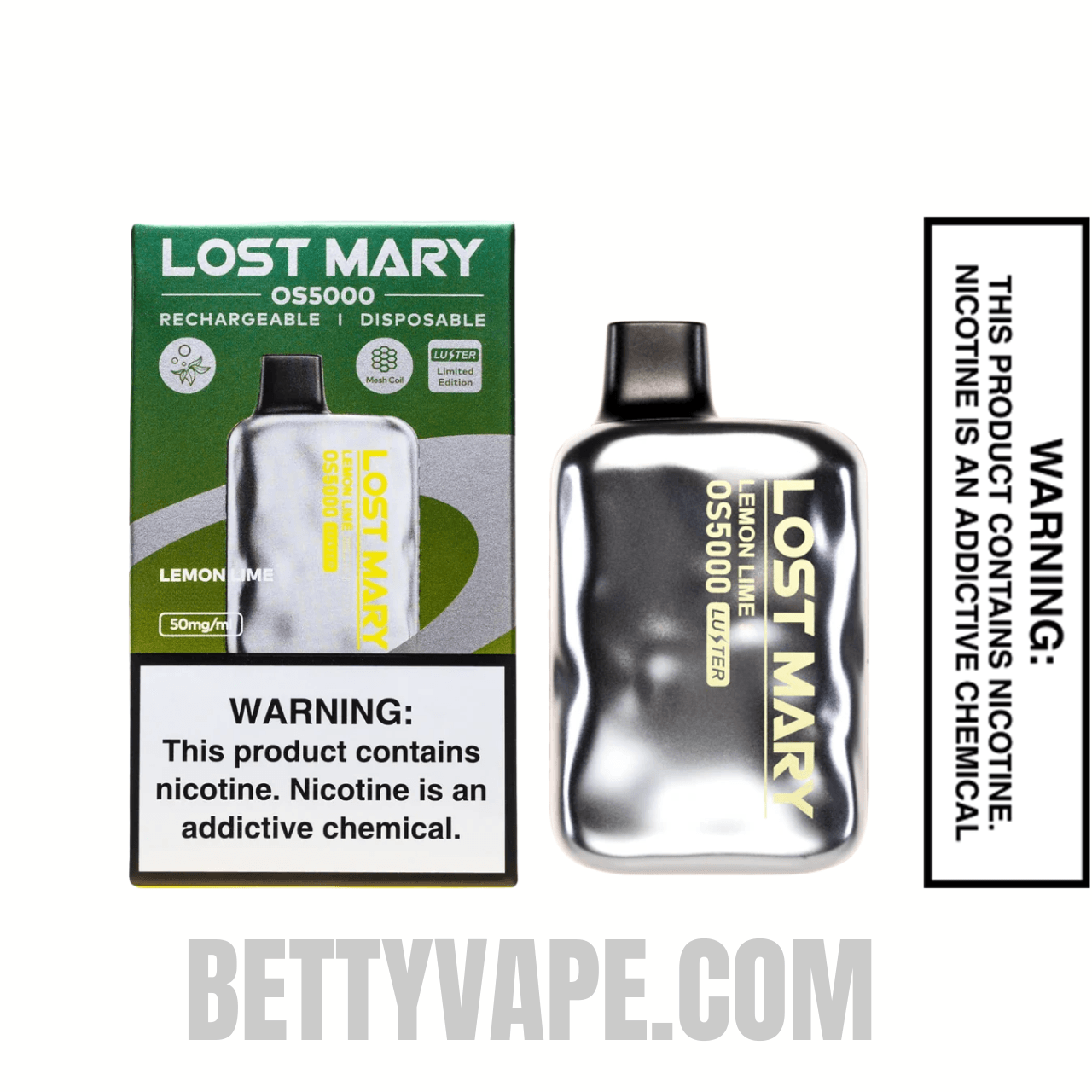 Lemon Lime Lost Mary OS5000 Luster Edition Disposable Vape With Package Box