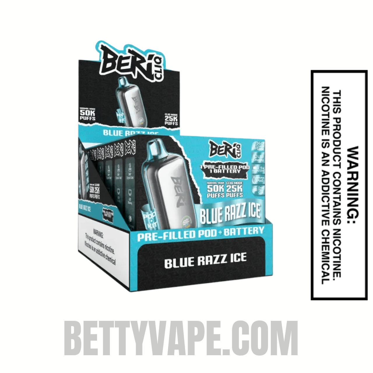 Blue Razz Ice Beri Cliq 50K Disposable Vape Kit With Bundle Pack
