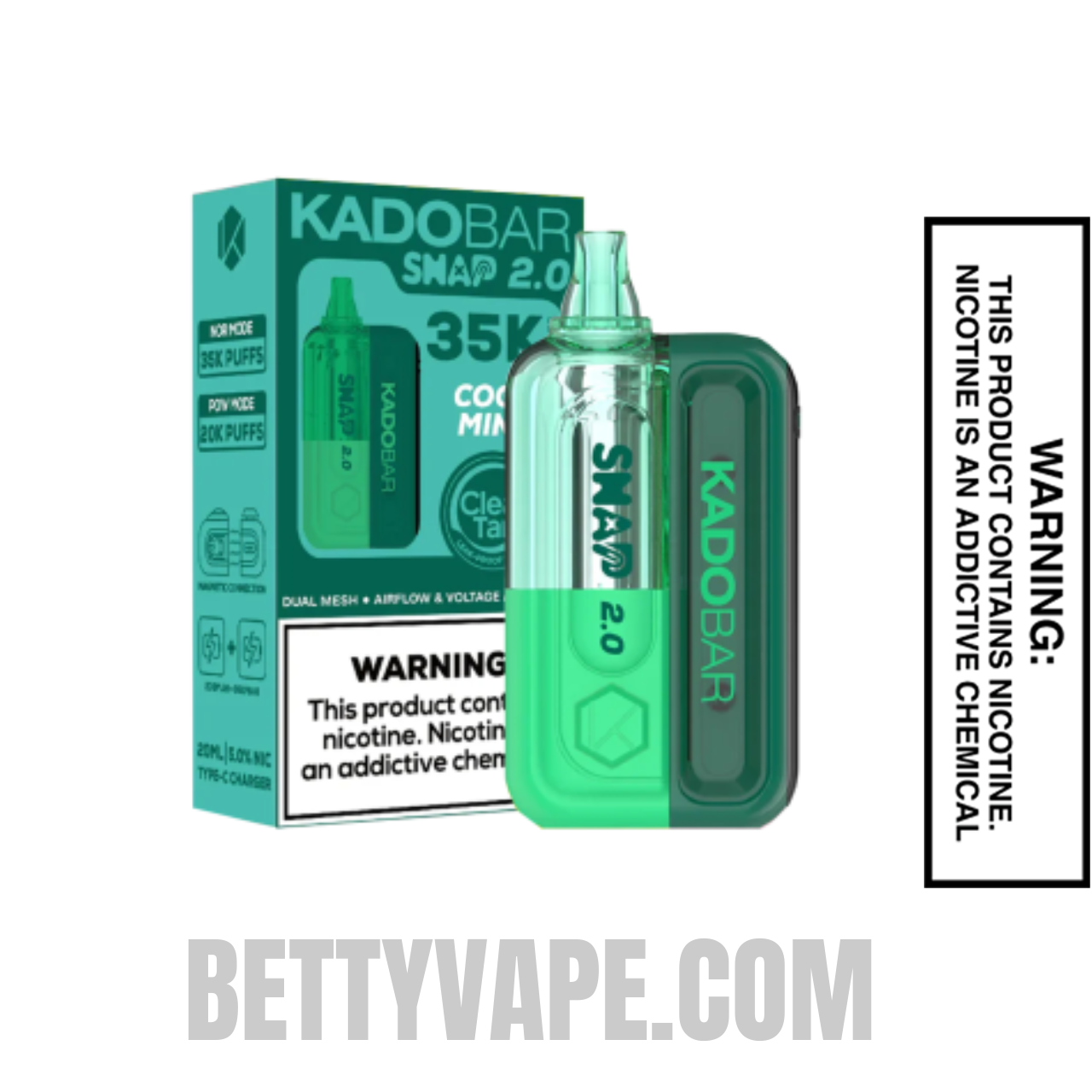 Cool Mint Kado Bar Snap 2.0 35K Disposable Vape Kit With Package Box
