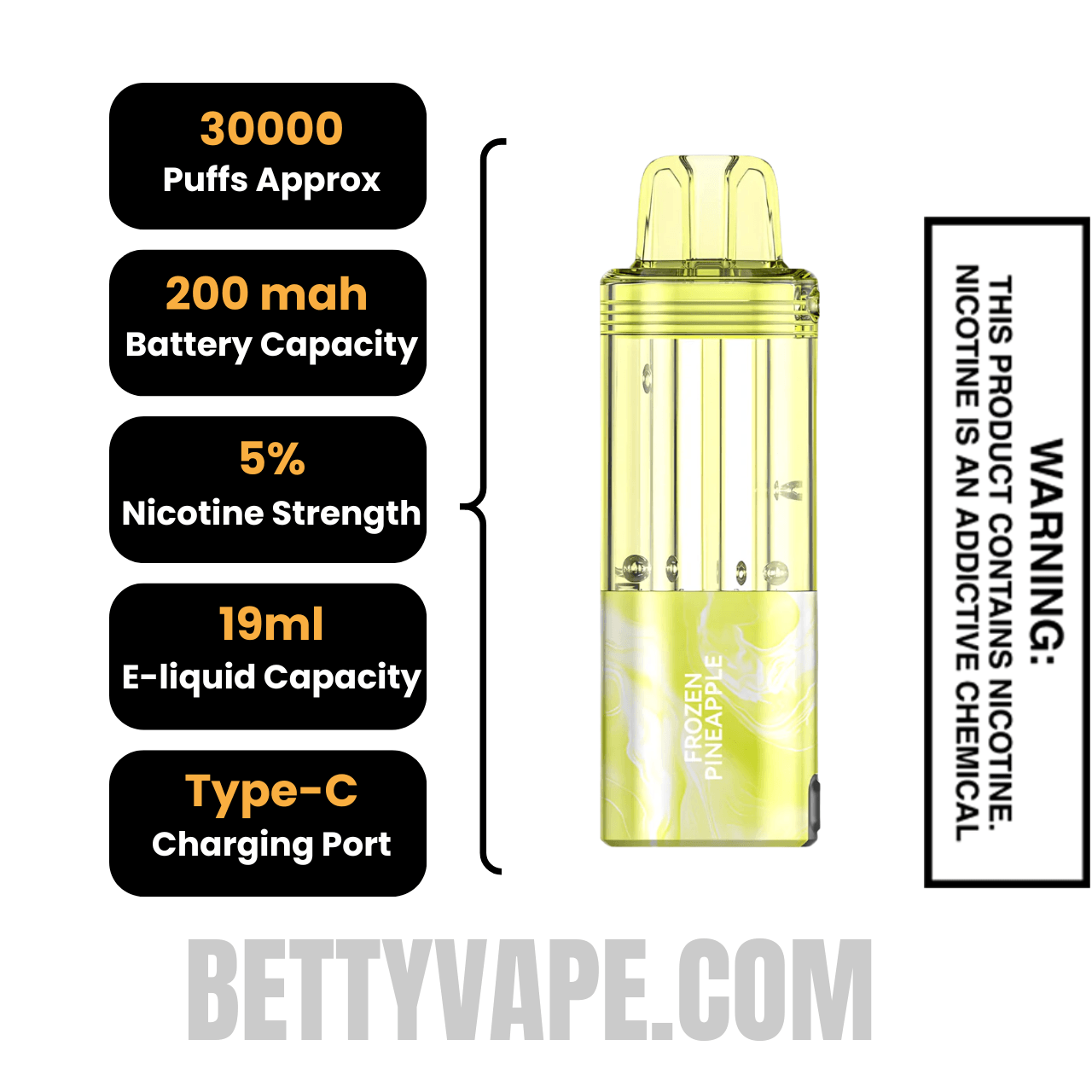 Frozen Pineapple Foger Switch Pro 30K Disposable Vape Pod Specifications