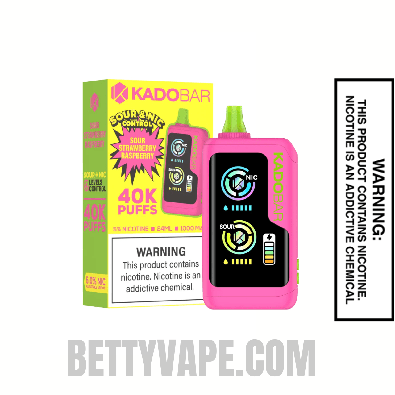 Sour Strawberry Raspberry Kado Bar NI40000 Sour-Nic Control Disposable Vape With Package Box