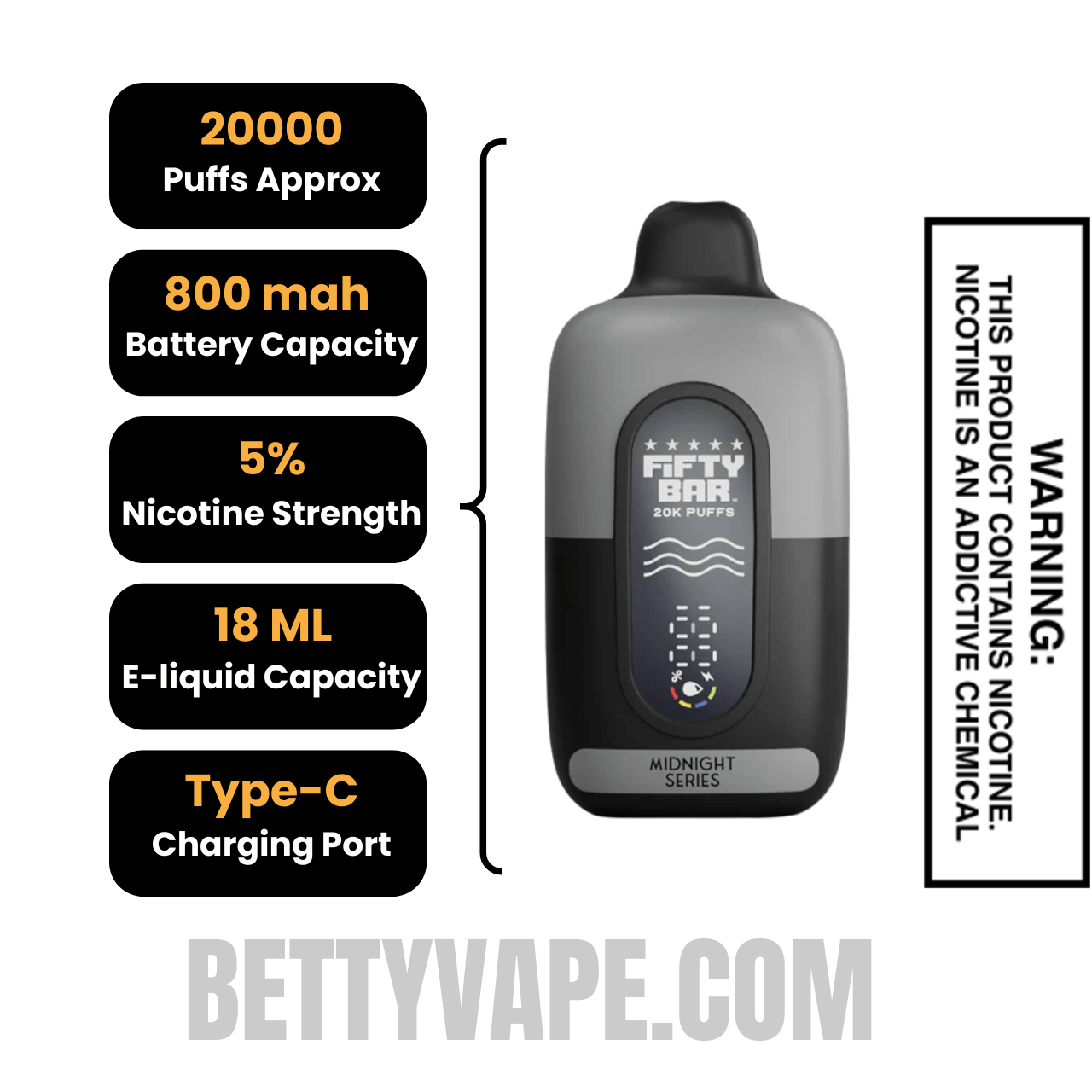 Banana Fresca Fifty Bar 20K Midnight Series Disposable Vape With Package Box