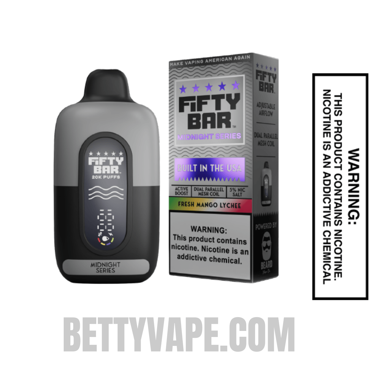 Fresh Mango Lychee Fifty Bar 20K Midnight Series Disposable Vape Specifications