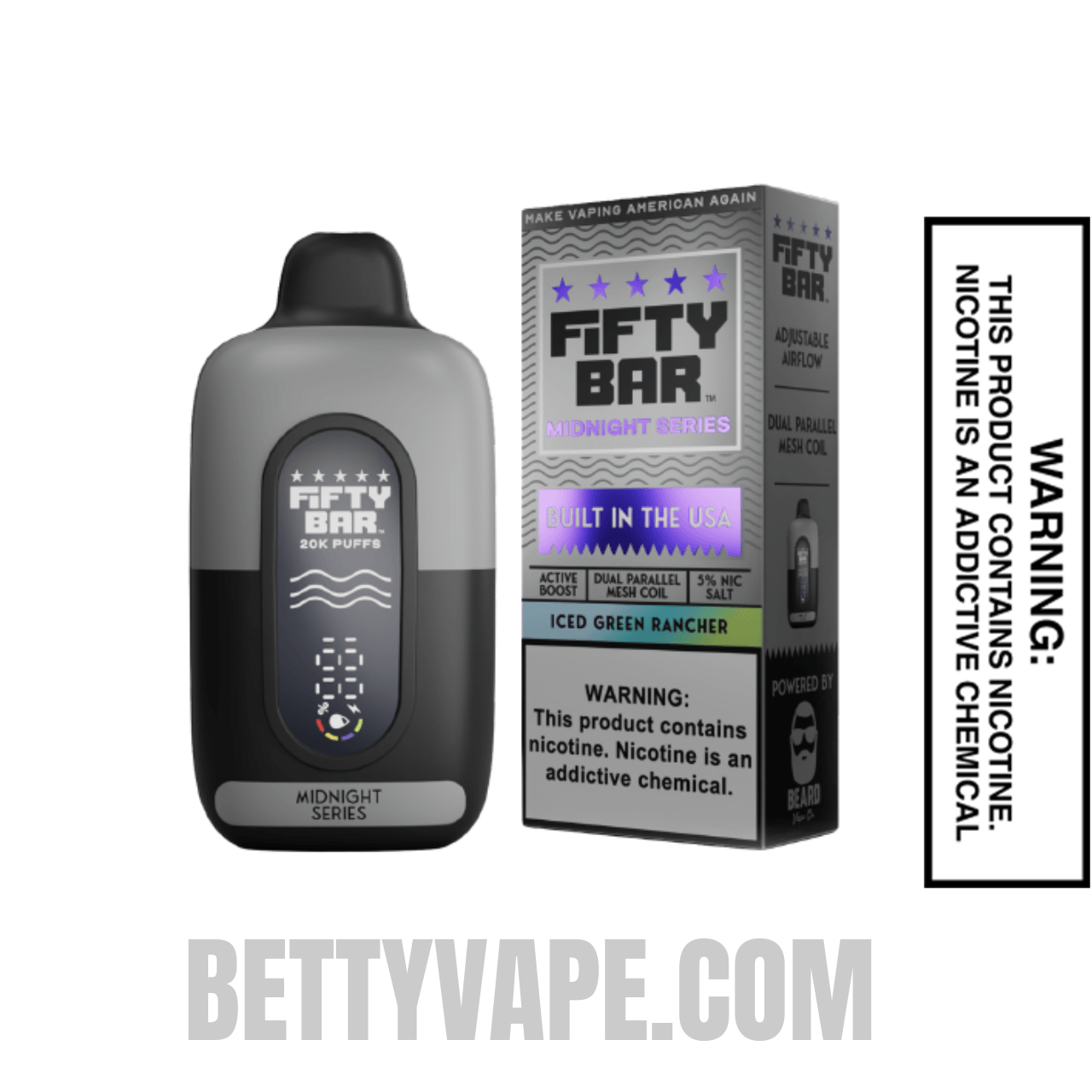 Iced Green Rancher Fifty Bar 20K Midnight Series Disposable Vape Specifications