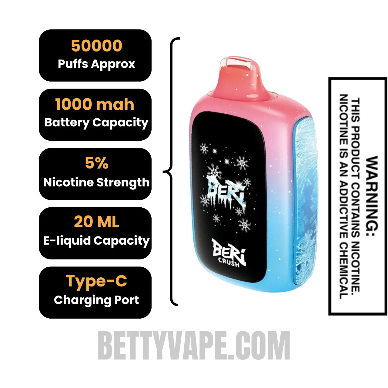 Cherry Cola Gami Beri Crush 50K Puffs Disposable Vape Specifications