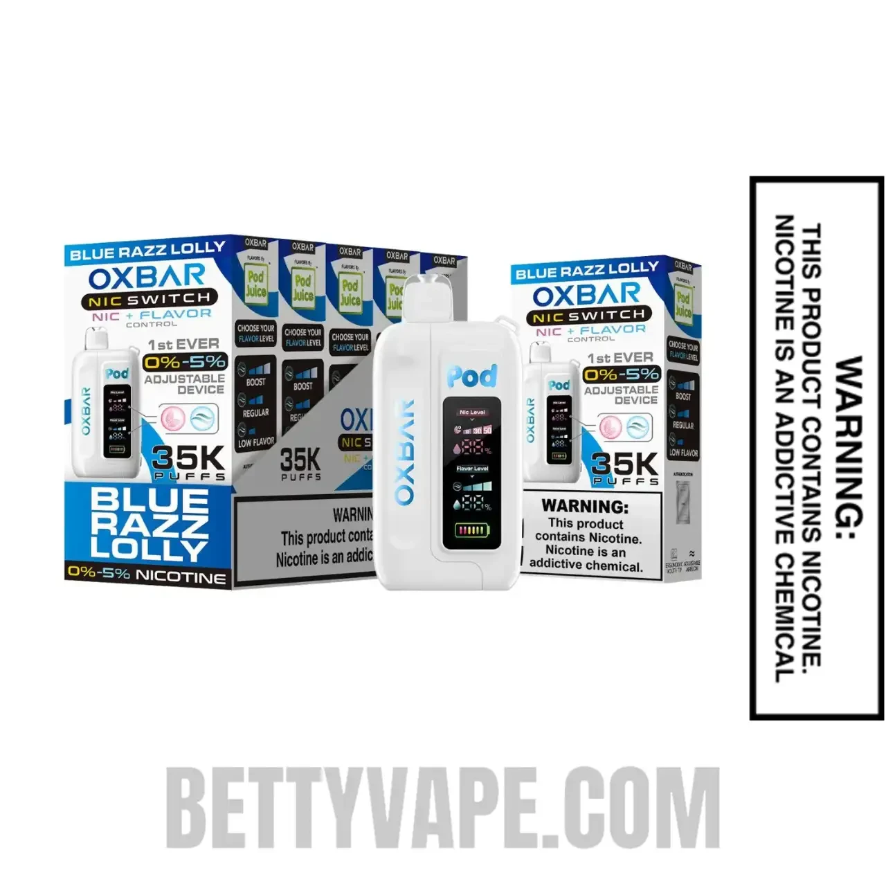 Blue Razz Lolly OXBAR X Pod Juice Nic-Switch 35K Disposable Vape With Bundle Box