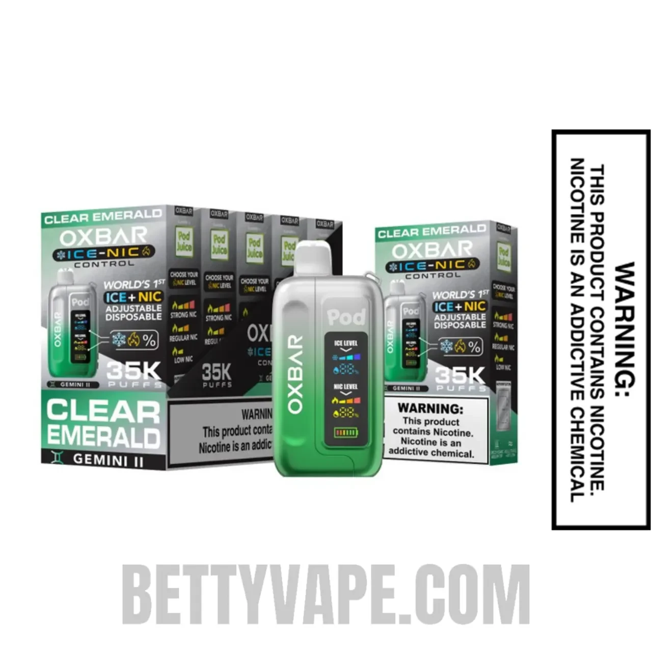 Clear Emerald OXBAR Ice-Nic Control 35K Disposable Vape With Bundle Box