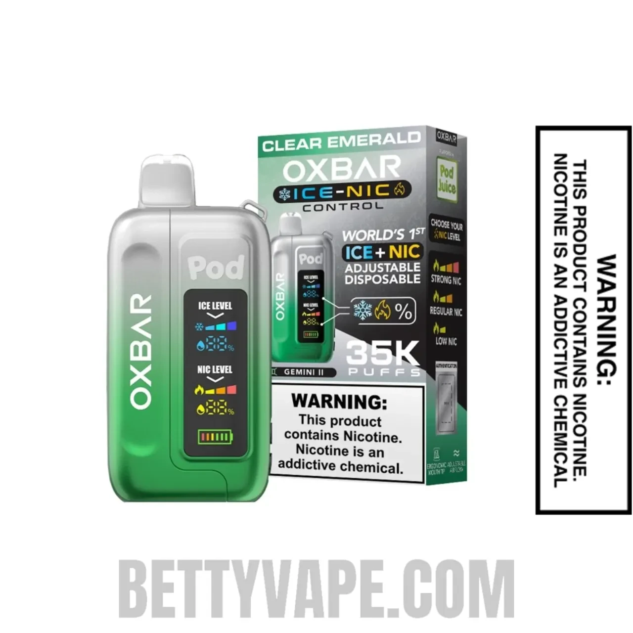 Clear Emerald OXBAR Ice-Nic Control 35K Disposable Vape With Package Box