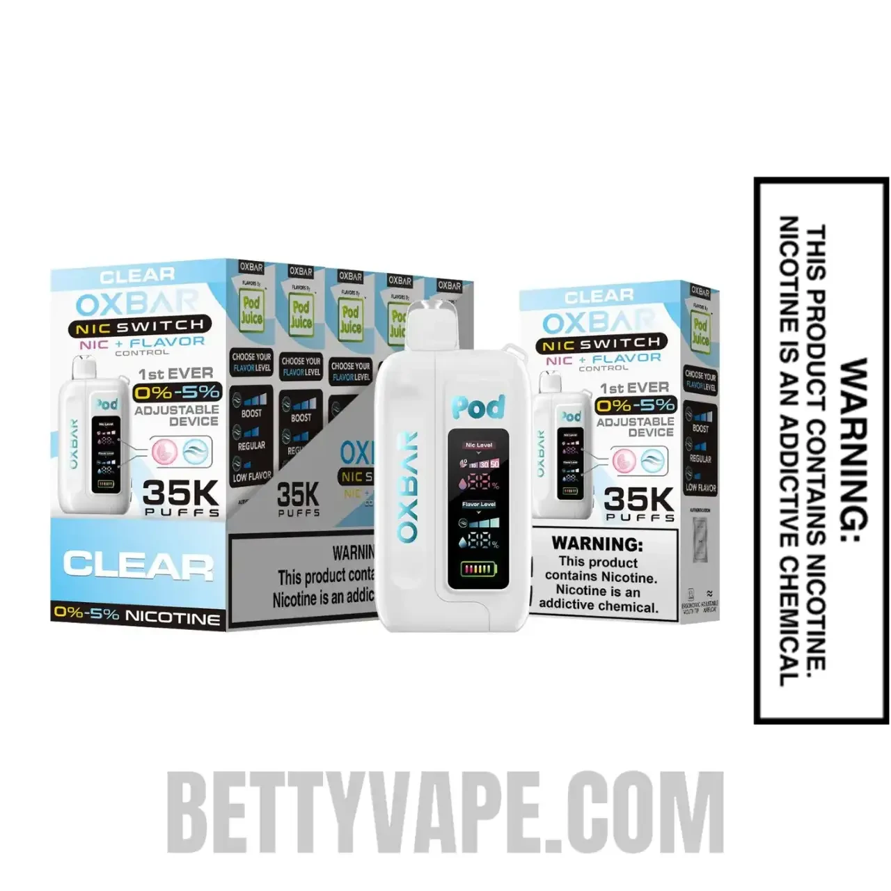 Clear OXBAR X Pod Juice Nic-Switch 35K Disposable Vape with Bundle Box