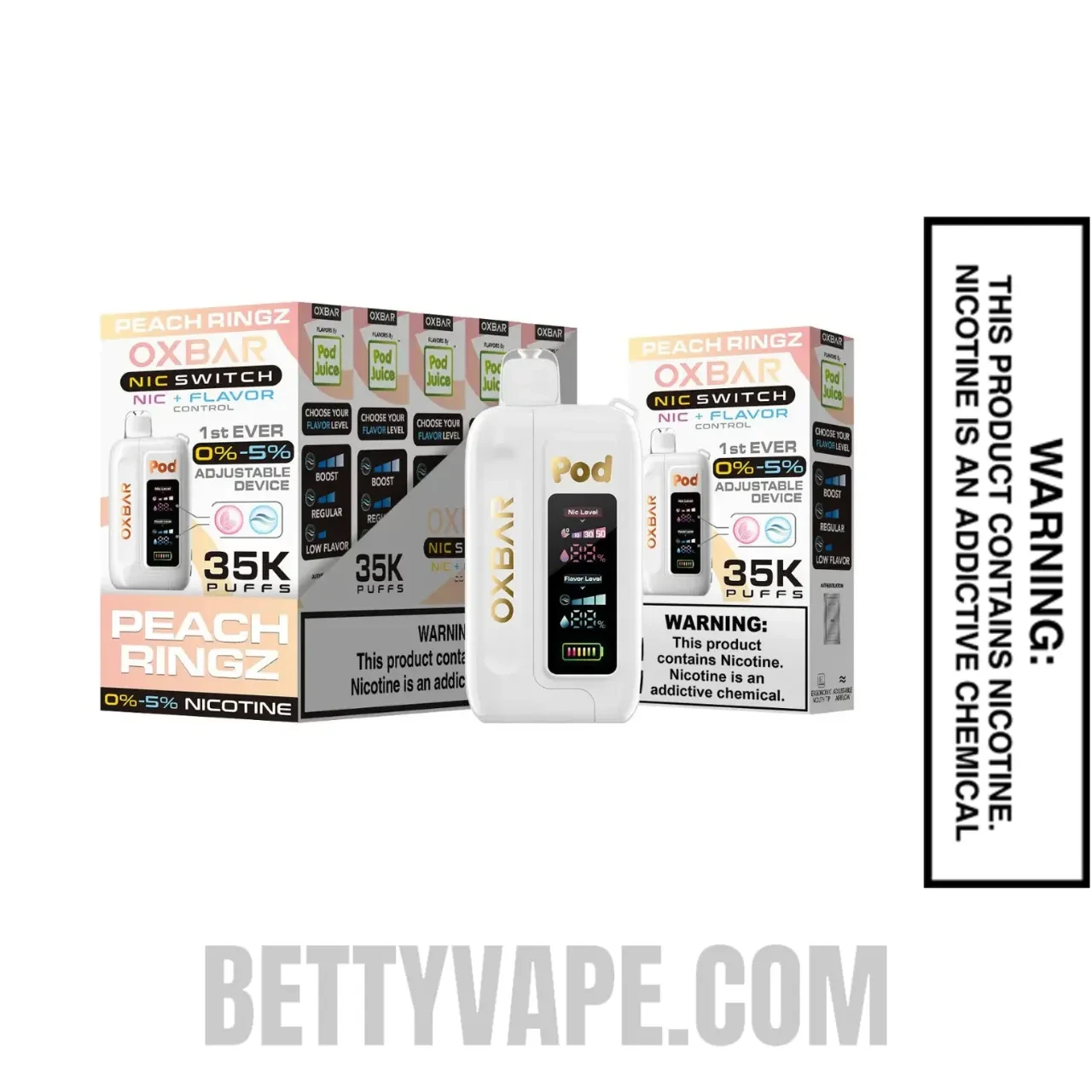Peach Ringz OXBAR X Pod Juice Nic-Switch 35K Disposable Vape With Bundle Box