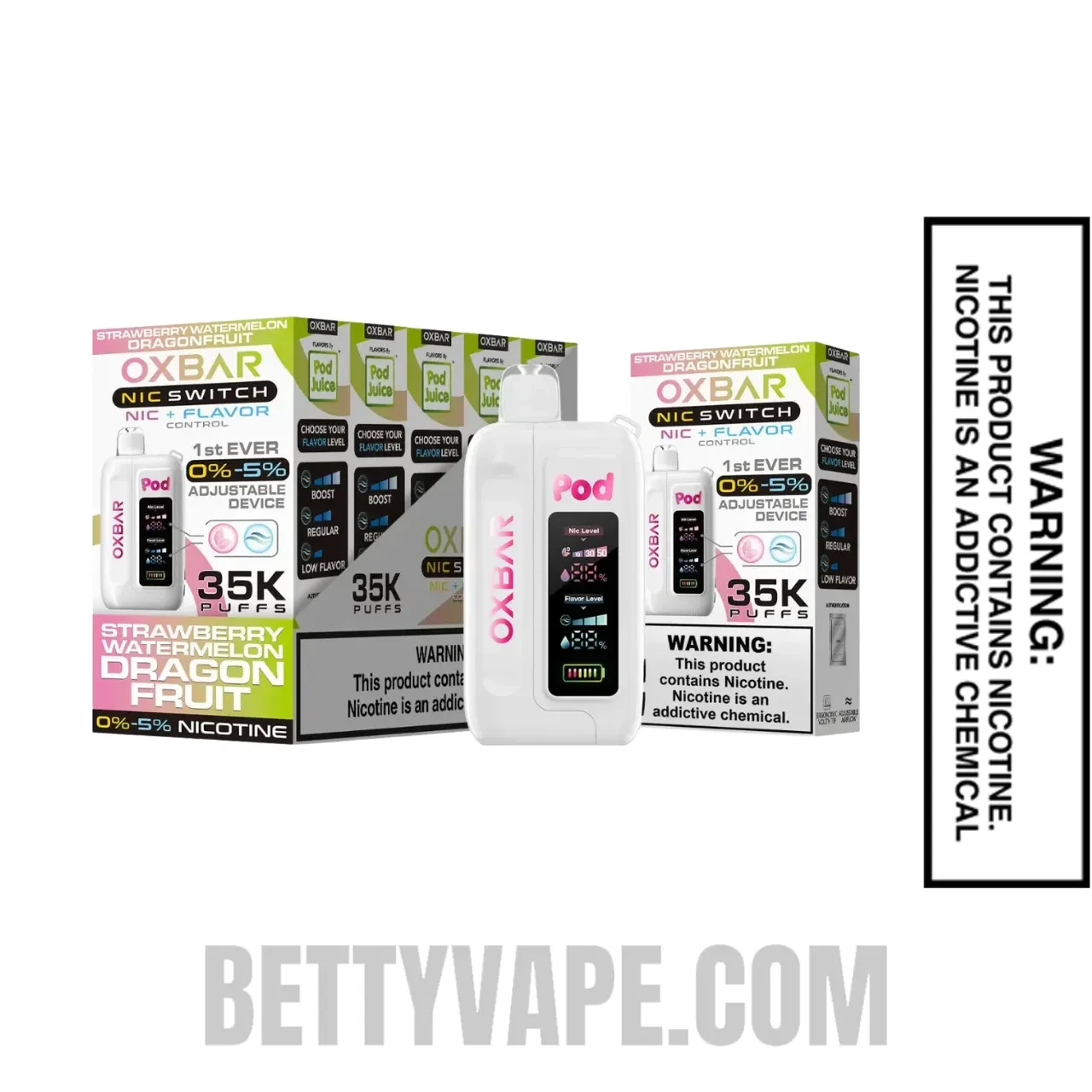 Strawberry Watermelon Dragon Fruit OXBAR X Pod Juice Nic-Switch 35K Disposable Vape With Bundle Box