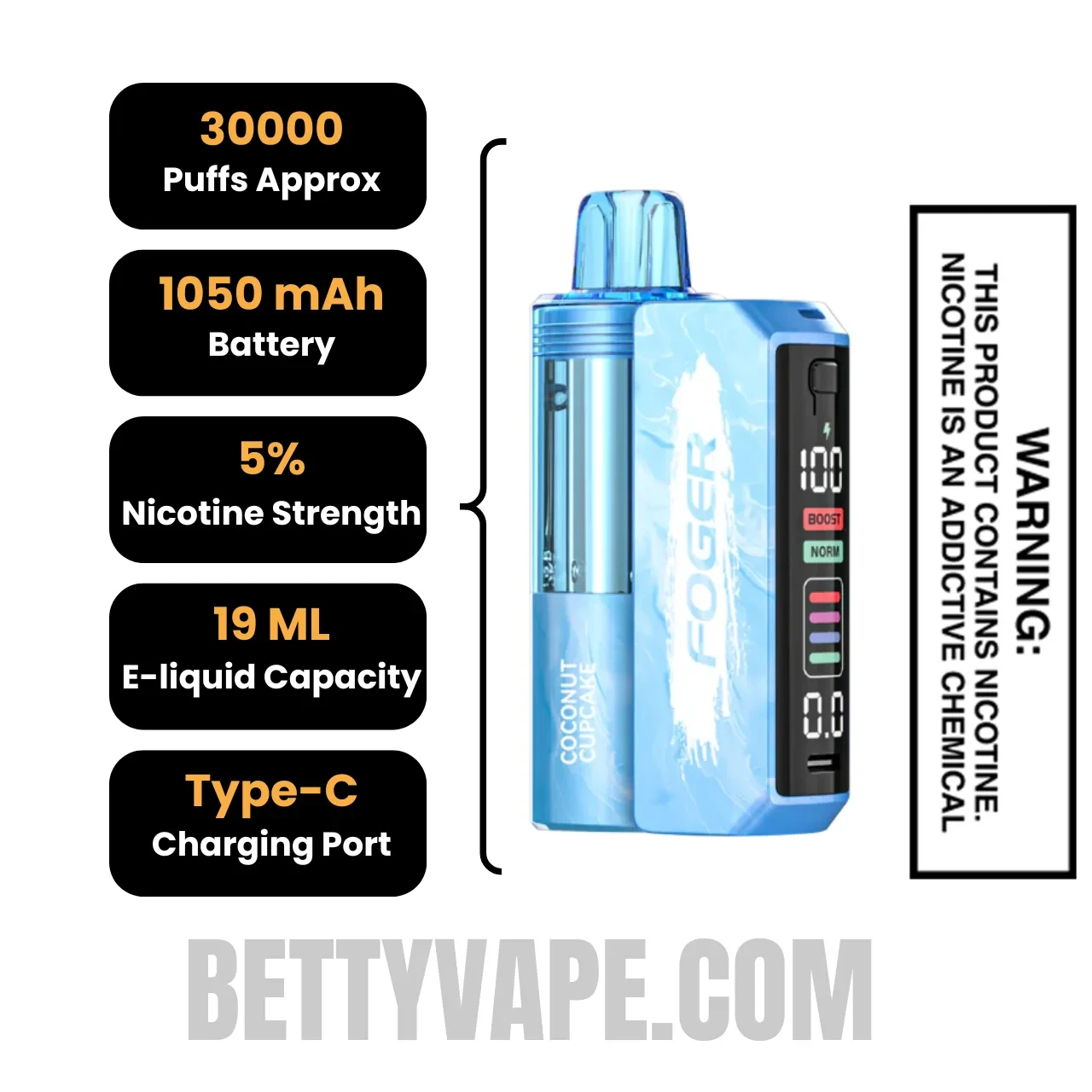 Coconut Cupcake Foger Switch Pro 30K Disposable Vape Kit Specifications