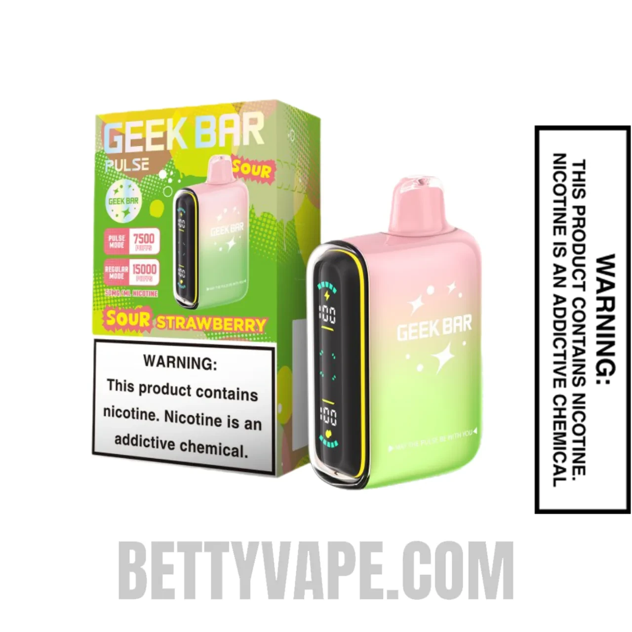 Sour Strawberry Geek Bar Pulse Disposable Vape With Package Box