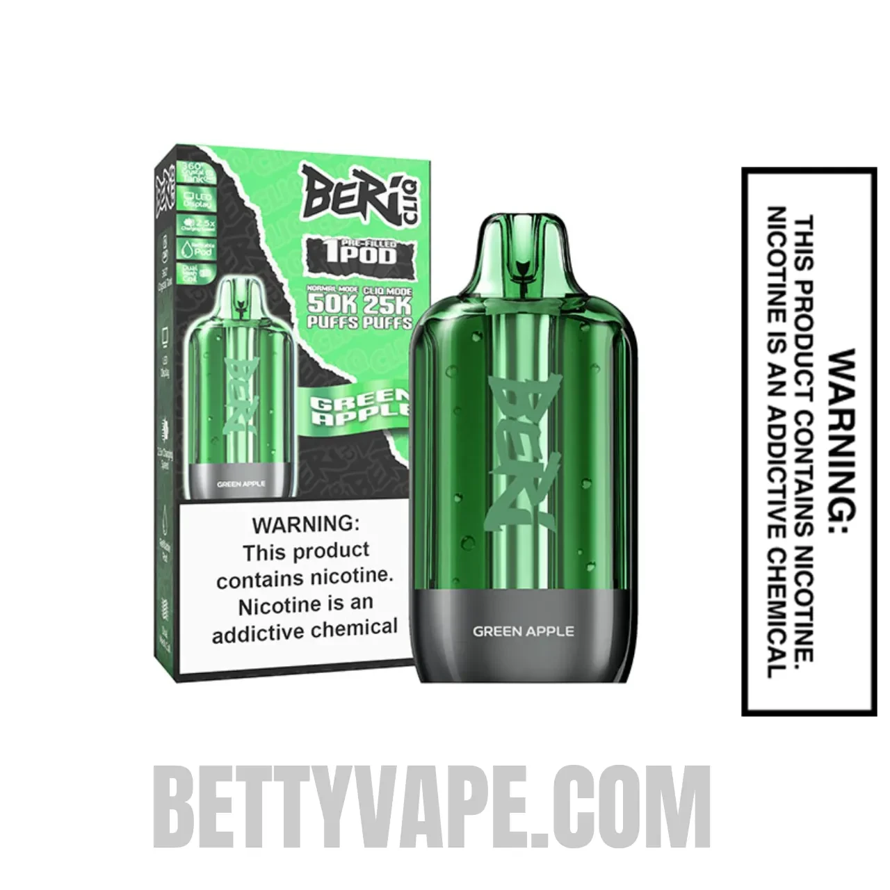 Green Apple Beri Cliq 50K Disposable Vape Pod With Package Box