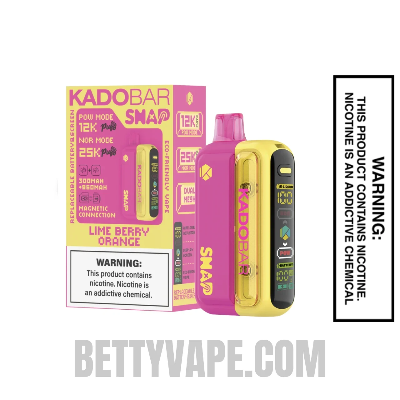 Lime Berry Orange Kado Bar Snap 25K Disposable Vape Kit with Package Box