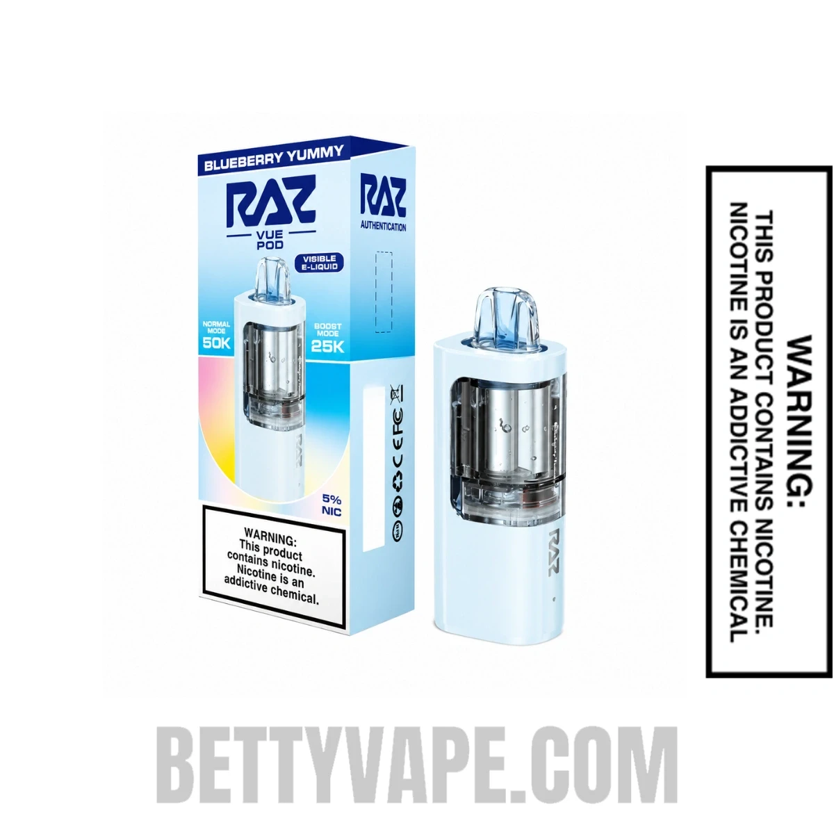 Blueberry Yummy RAZ VUE 50K Disposable Vape Pod With Package Box