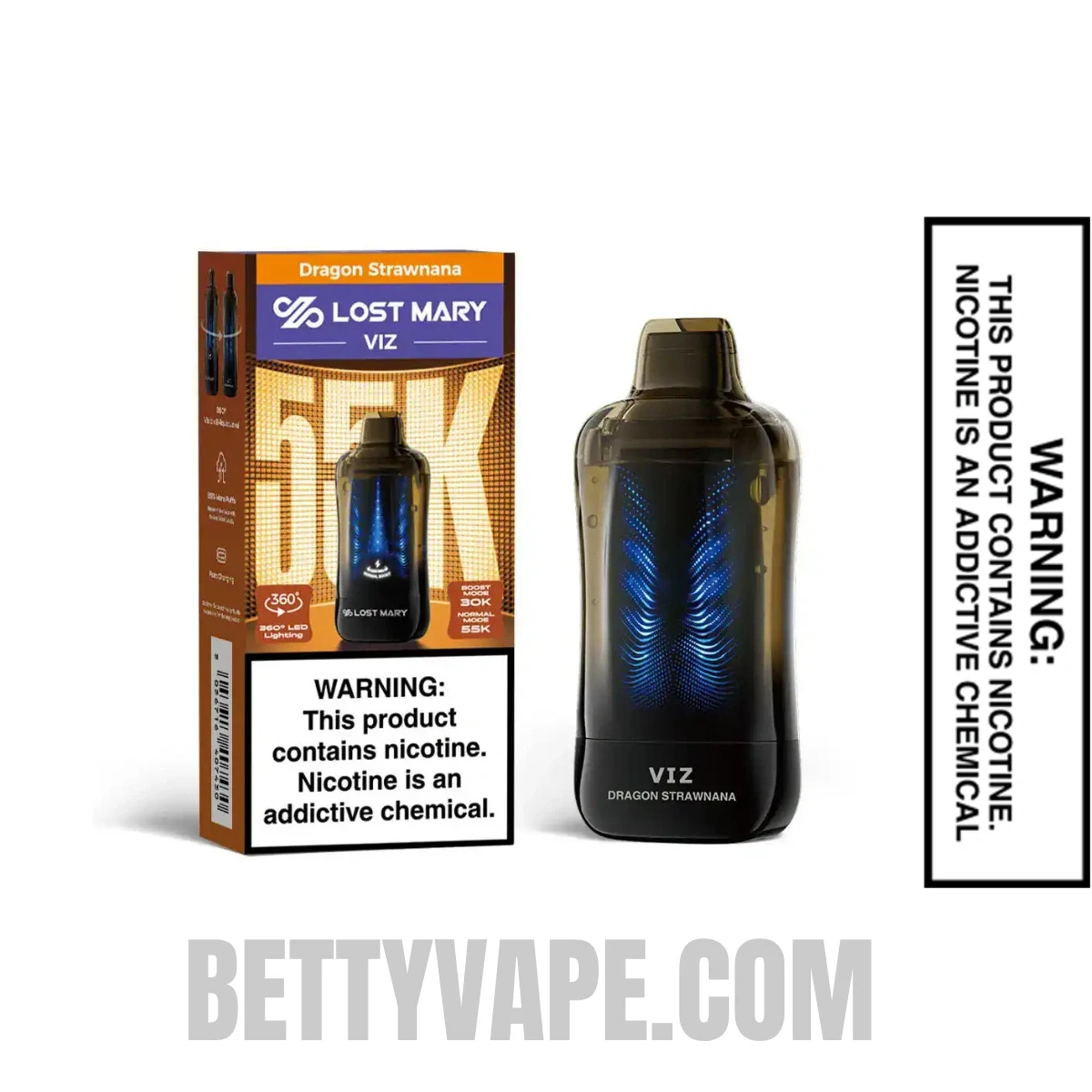 Dragon Strawnana Lost Mary VIZ 55K Disposable Vape With Package Box