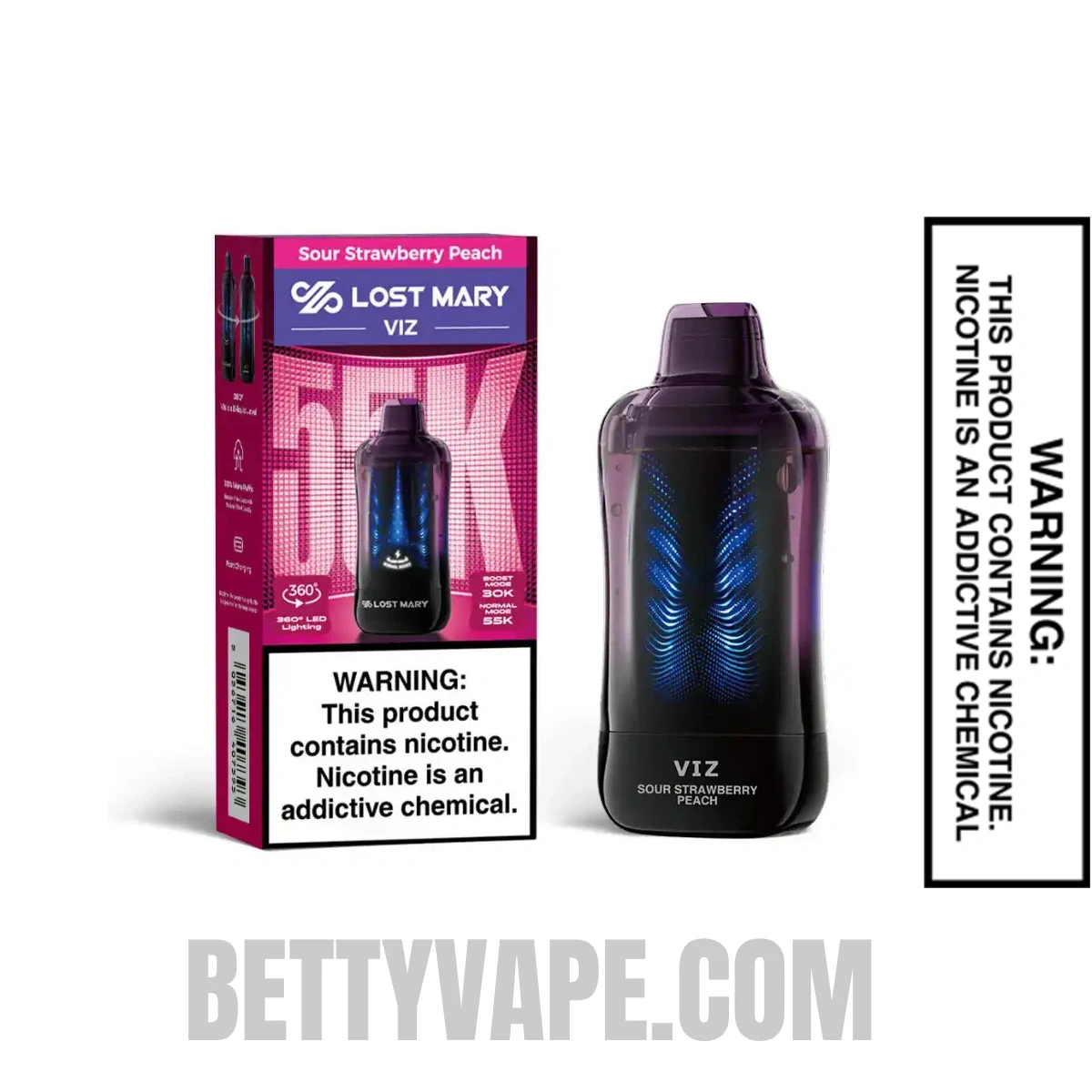 Sour Strawberry Peach Lost Mary VIZ 55K Disposable Vape With Package Box