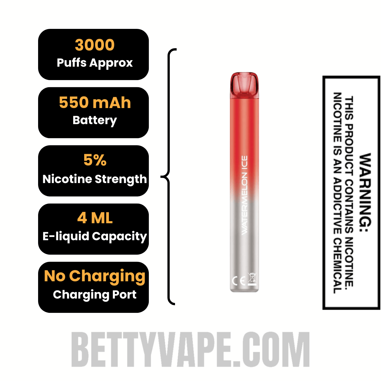 Banana Ice Voom Mesh 3000 Puffs Disposable Vape Specifications