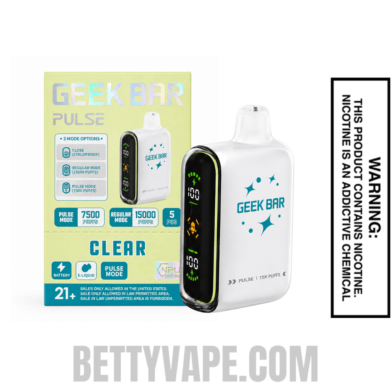 Clear Geek Bar Pulse Disposable Vape With Package Box