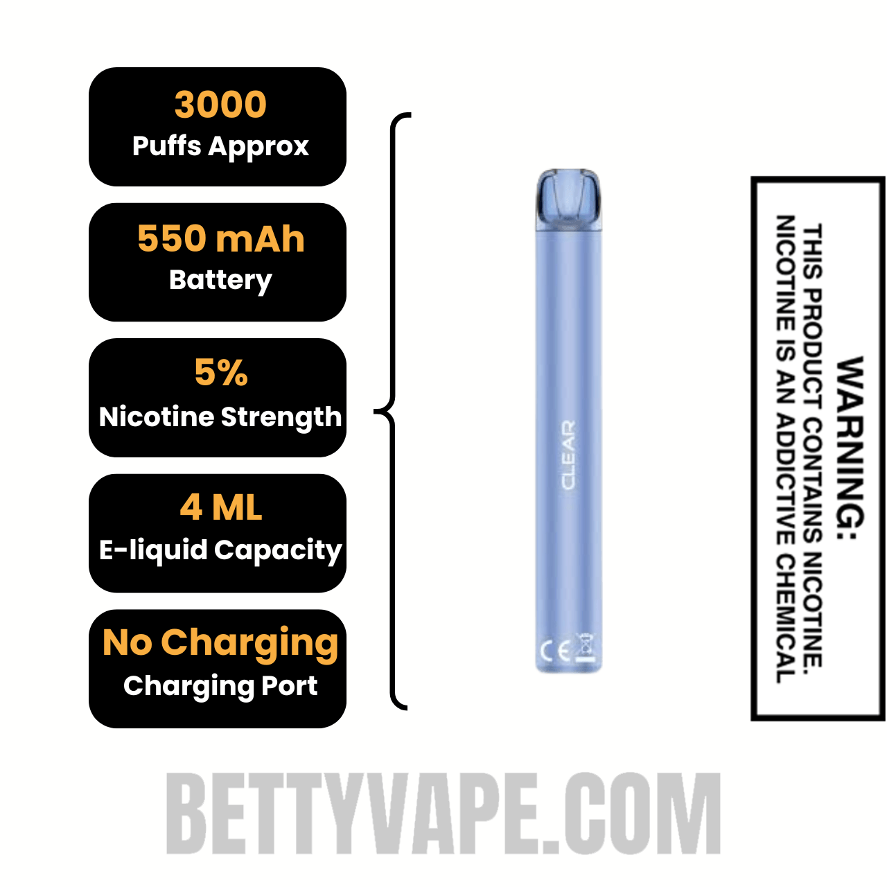 Clear Voom Mesh 3000 Puffs Disposable Vape Specifications
