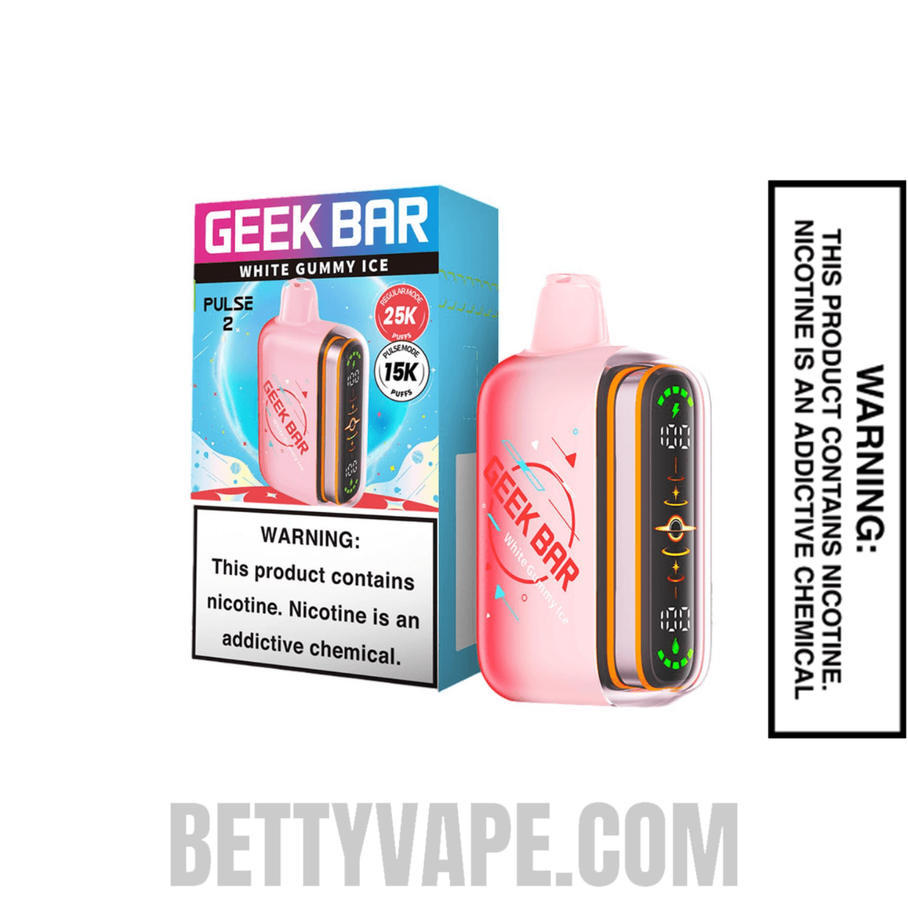 White Gummy Ice Geek Bar Pulse 2 Disposable Vape With Package Box
