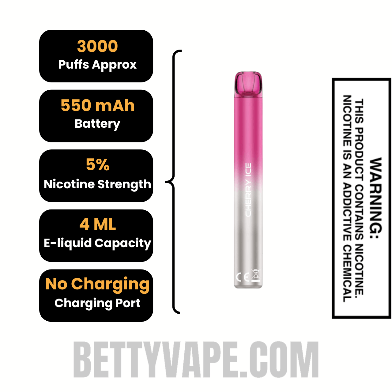 Cherry Ice Voom Mesh 3000 Puffs Disposable Vape Specifications