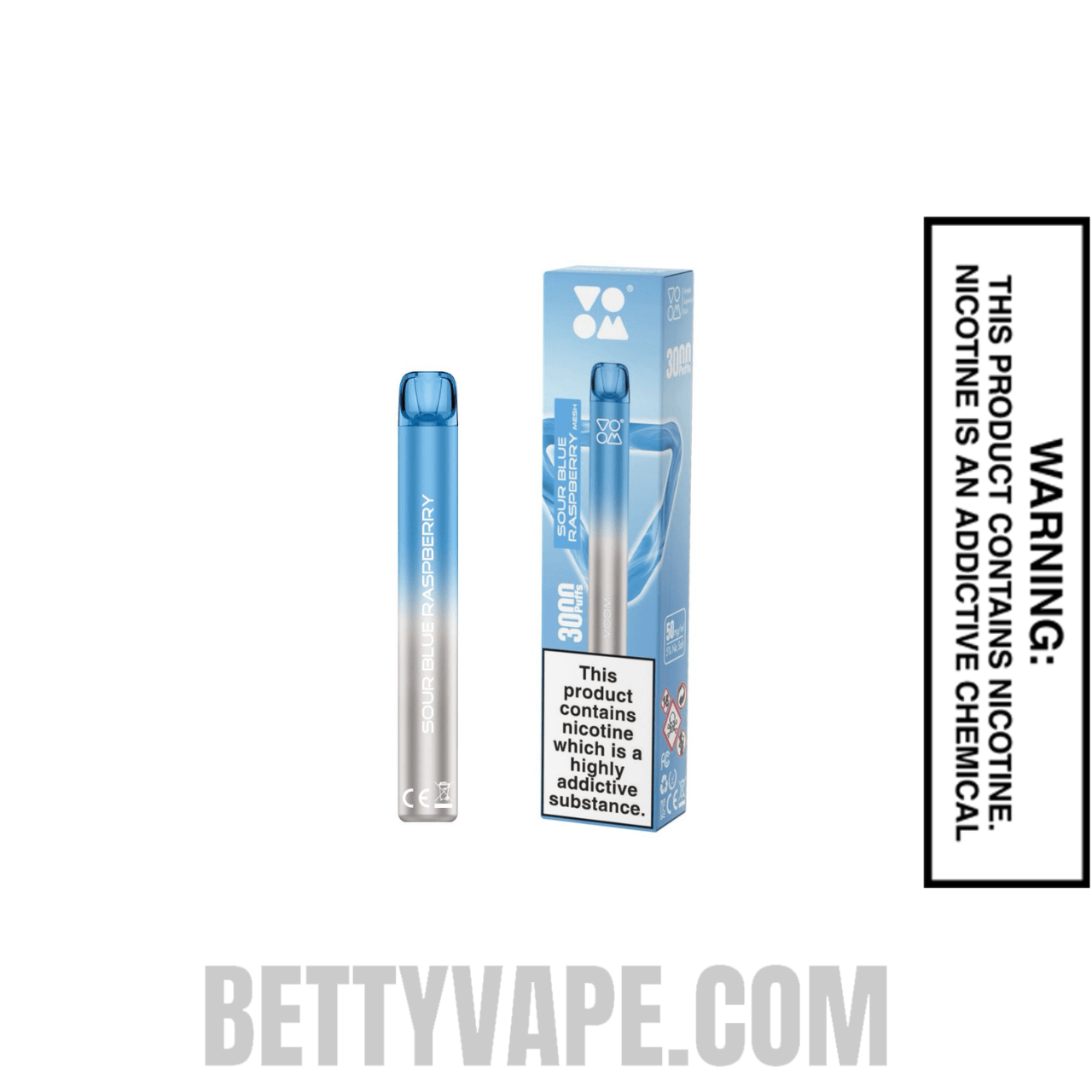 Sour Blue Raspberry Voom Mesh 3000 Puffs Disposable Vape With Package Box