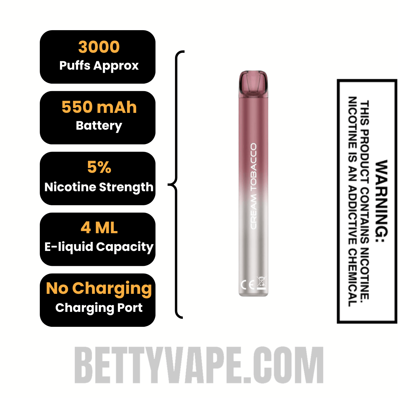 Cream Tobacco Voom Mesh 3000 Puffs Disposable Vape With Package Box