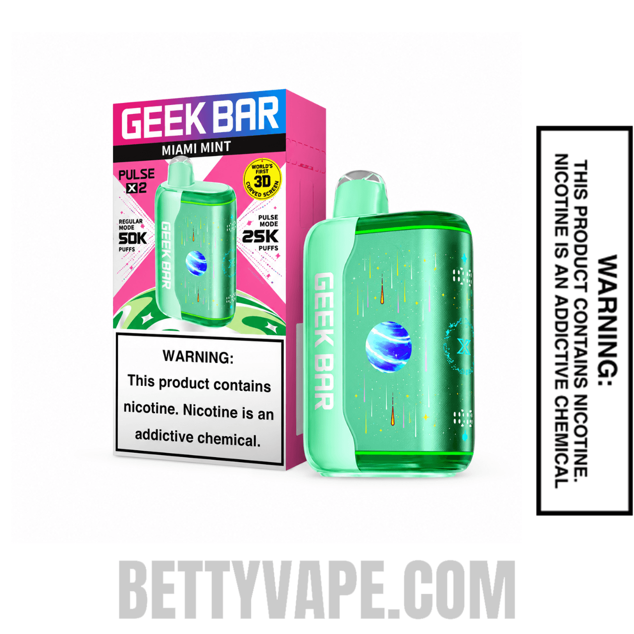 Miami Mint Geek Bar Pulse X2 Disposable Vape With Package Box