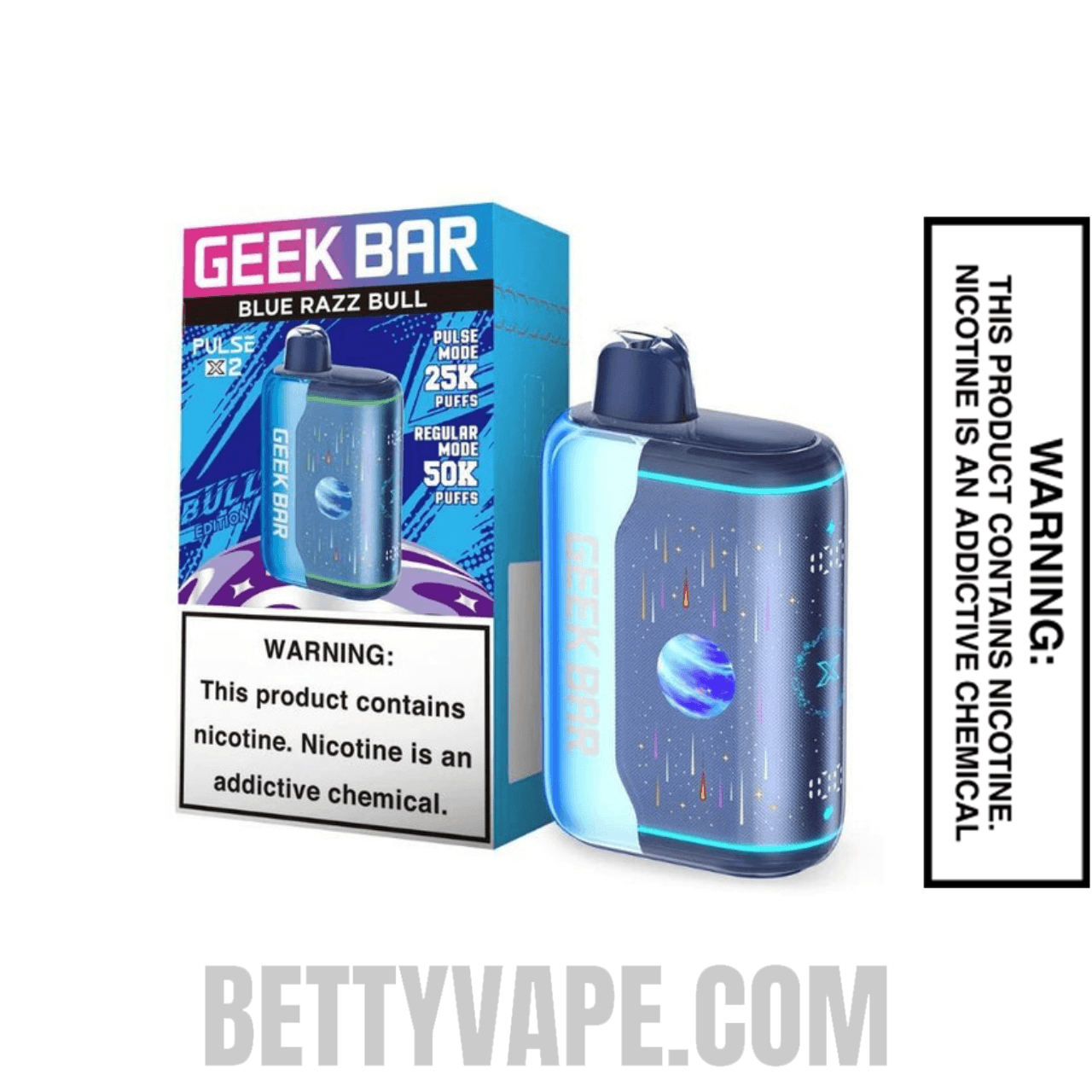 Blue Razz Bull Geek Bar Pulse X2 Disposable Vape With Package Box