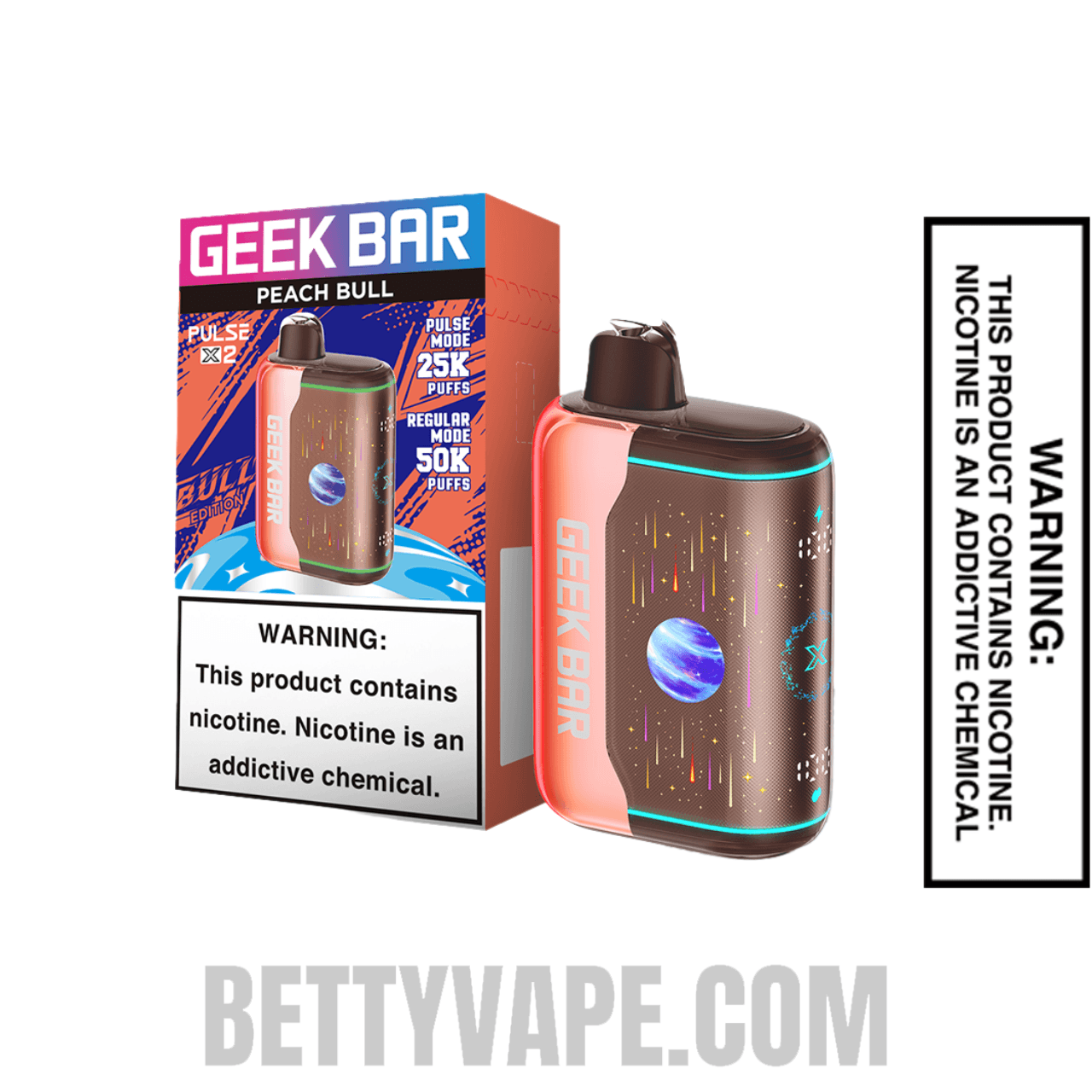 Peach Bull Geek Bar Pulse X2 Disposable Vape With Package Box