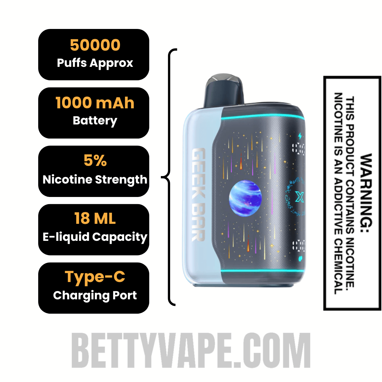 Coco Berry Bull Geek Bar Pulse X2 Disposable Vape Specifications