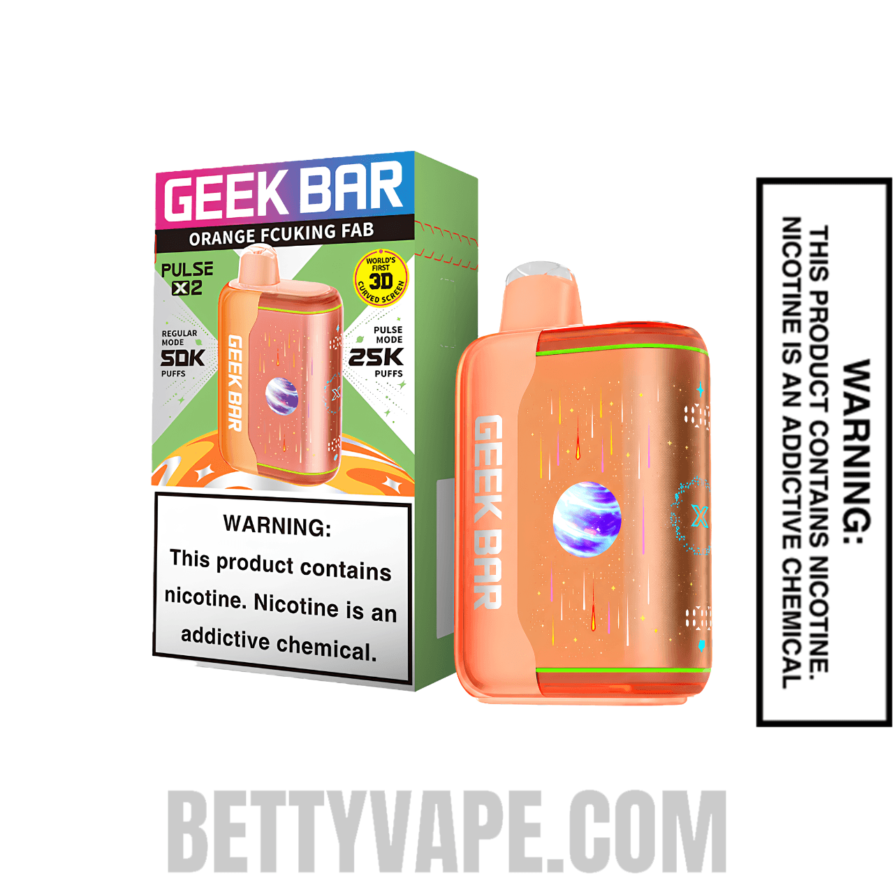Orange Fcuking Fab Geek Bar Pulse X2 Disposable Vape With Package Box