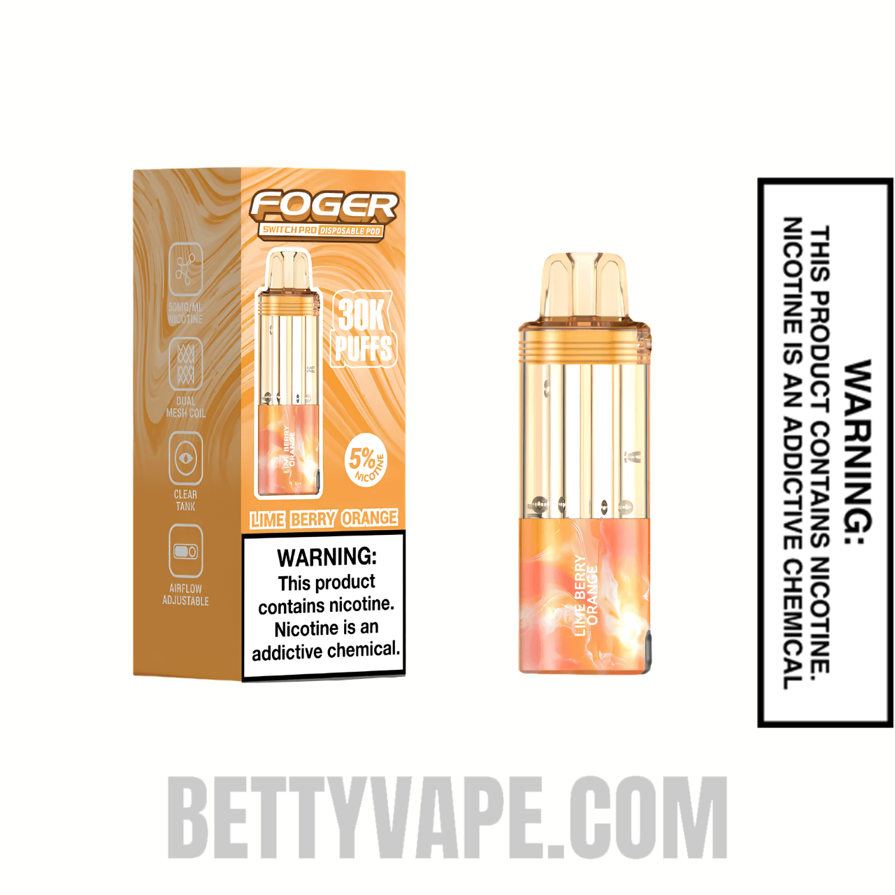 Lime Berry Orange Foger Switch Pro 30K Disposable Vape Pod With Package Box