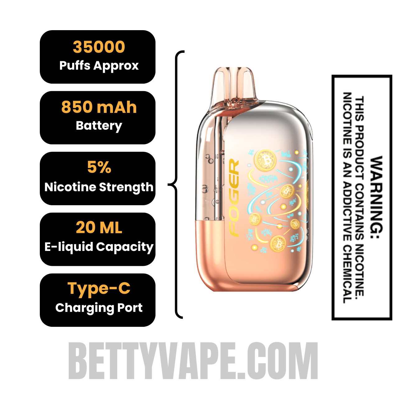 Orange Freezer Jam Foger Bit 35K Disposable Vape Specifications