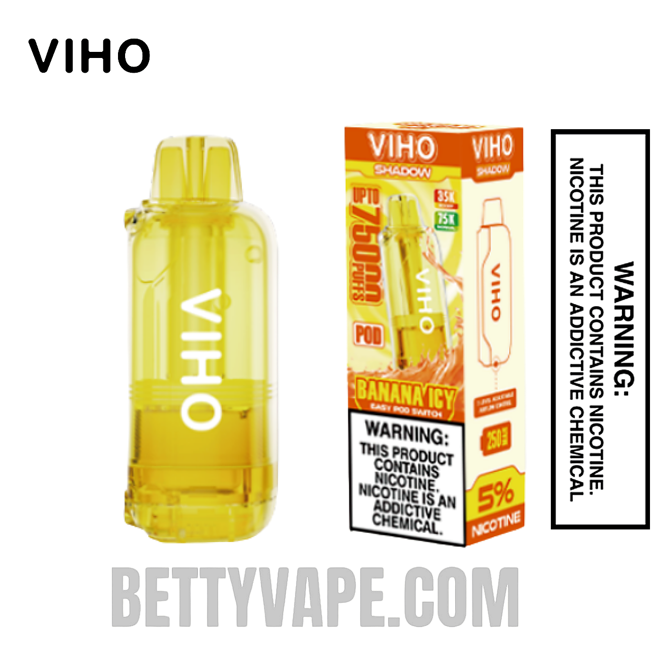 Banana Icy VIHO Shadow 75K Disposable Vape Pod with Package