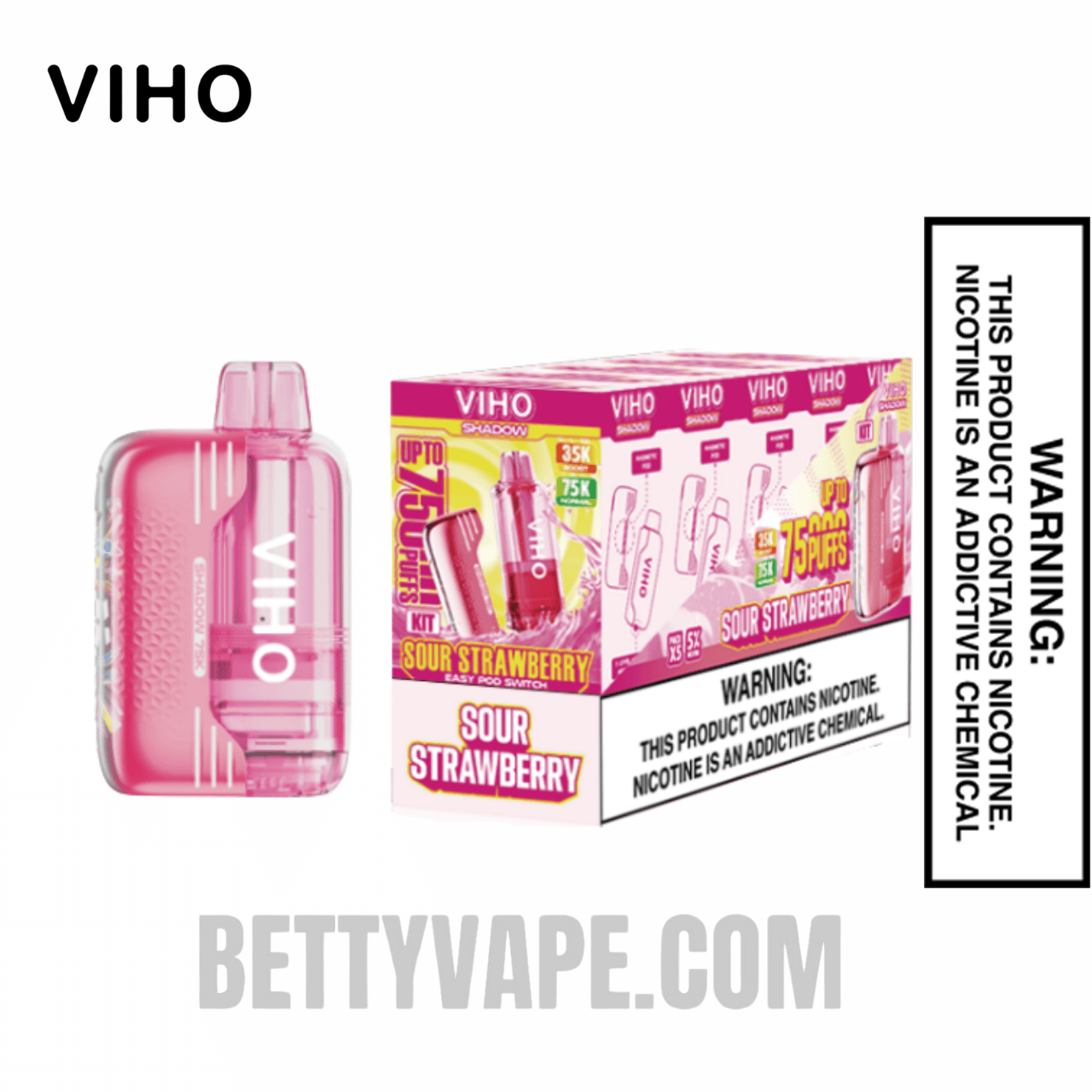 Sour Strawberry VIHO Shadow 75K Vape Kit With Bundle Pack