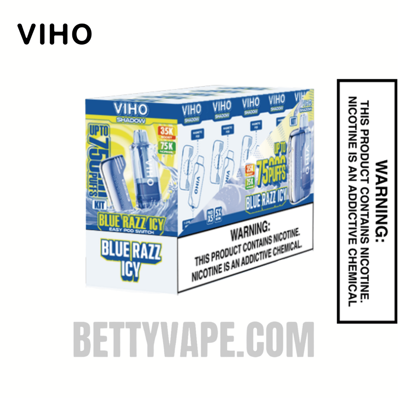Blue Razz Icy VIHO Shadow 75K Vape Kit With Bundle Pack
