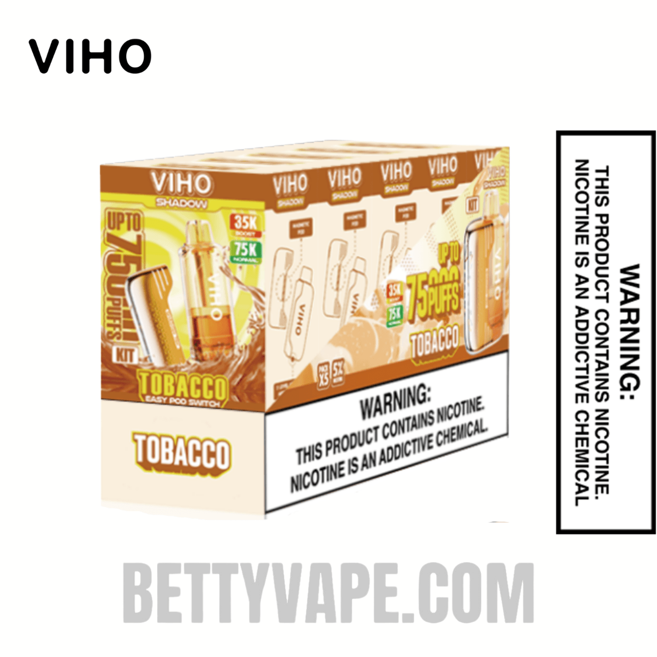 Tobacco VIHO Shadow 75K Vape Kit With Bundle Pack