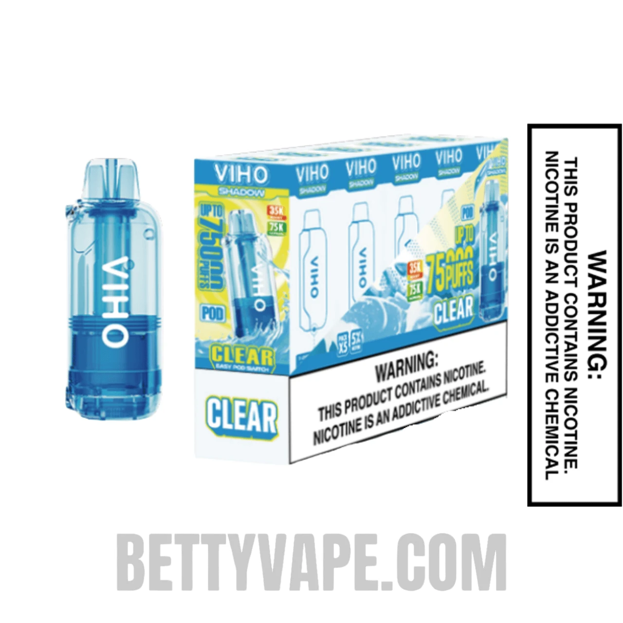 Clear VIHO Shadow 75K Vape Pod With Bundle Pack