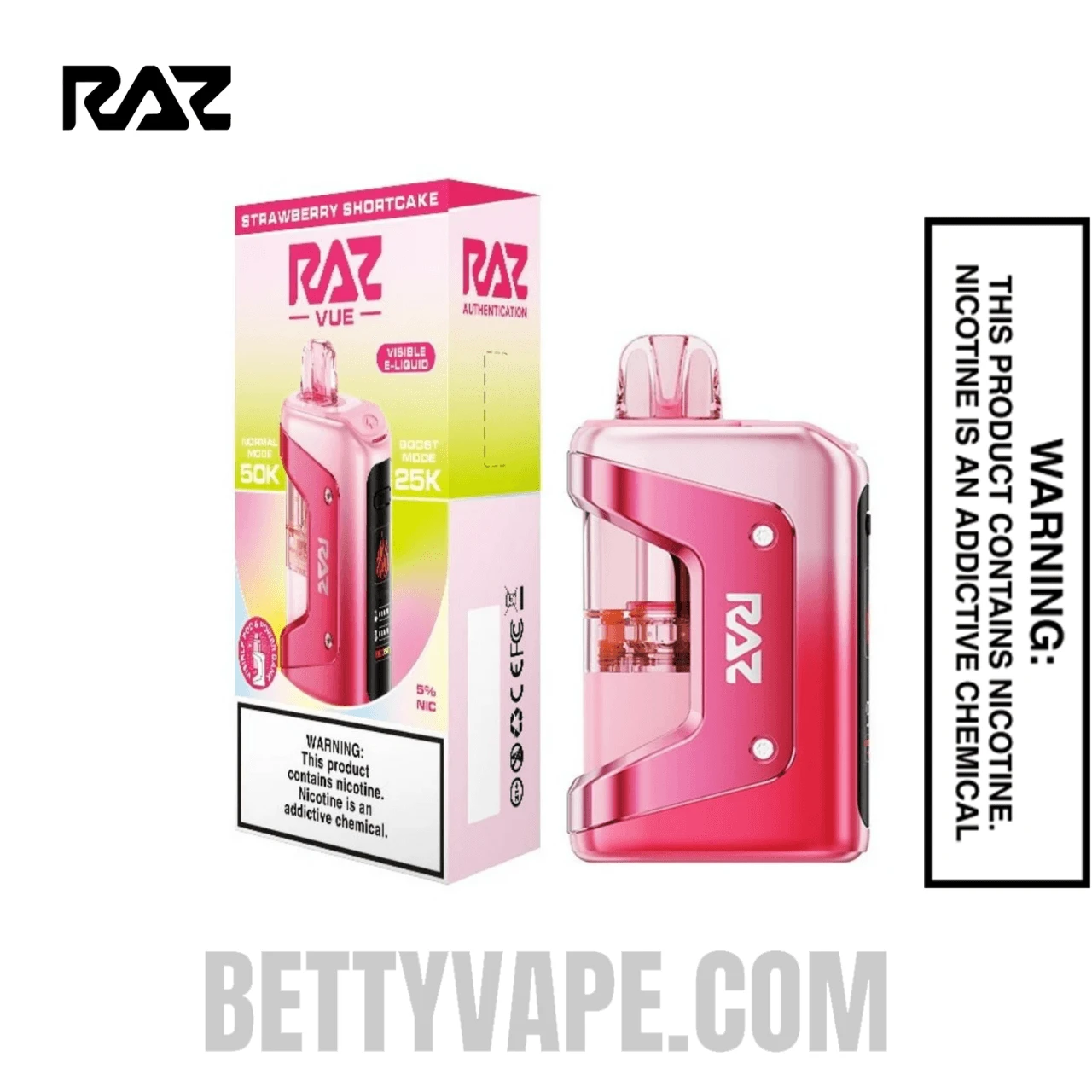 Strawberry Shortcake RAZ VUE 50K Disposable Vape Kit With Package Box