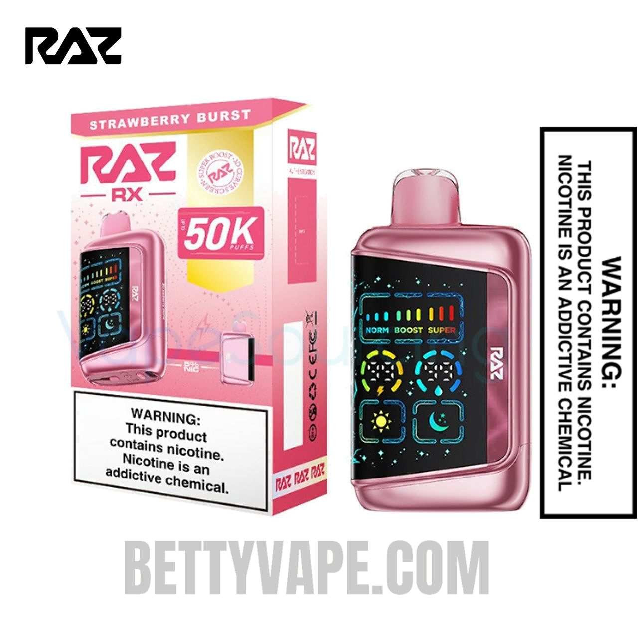 Strawberry Burst RAZ RX50K Disposable Vape With Package Box