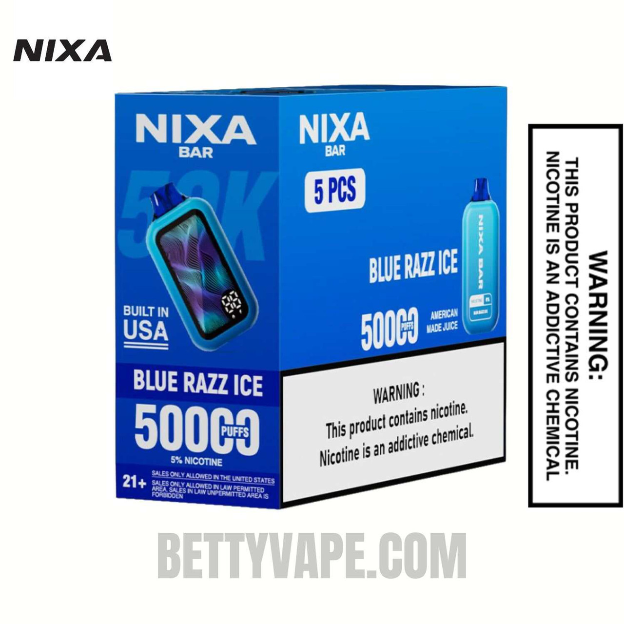 Blue Razz Ice Nixa Bar 50K Disposable Vape With Bundle Pack
