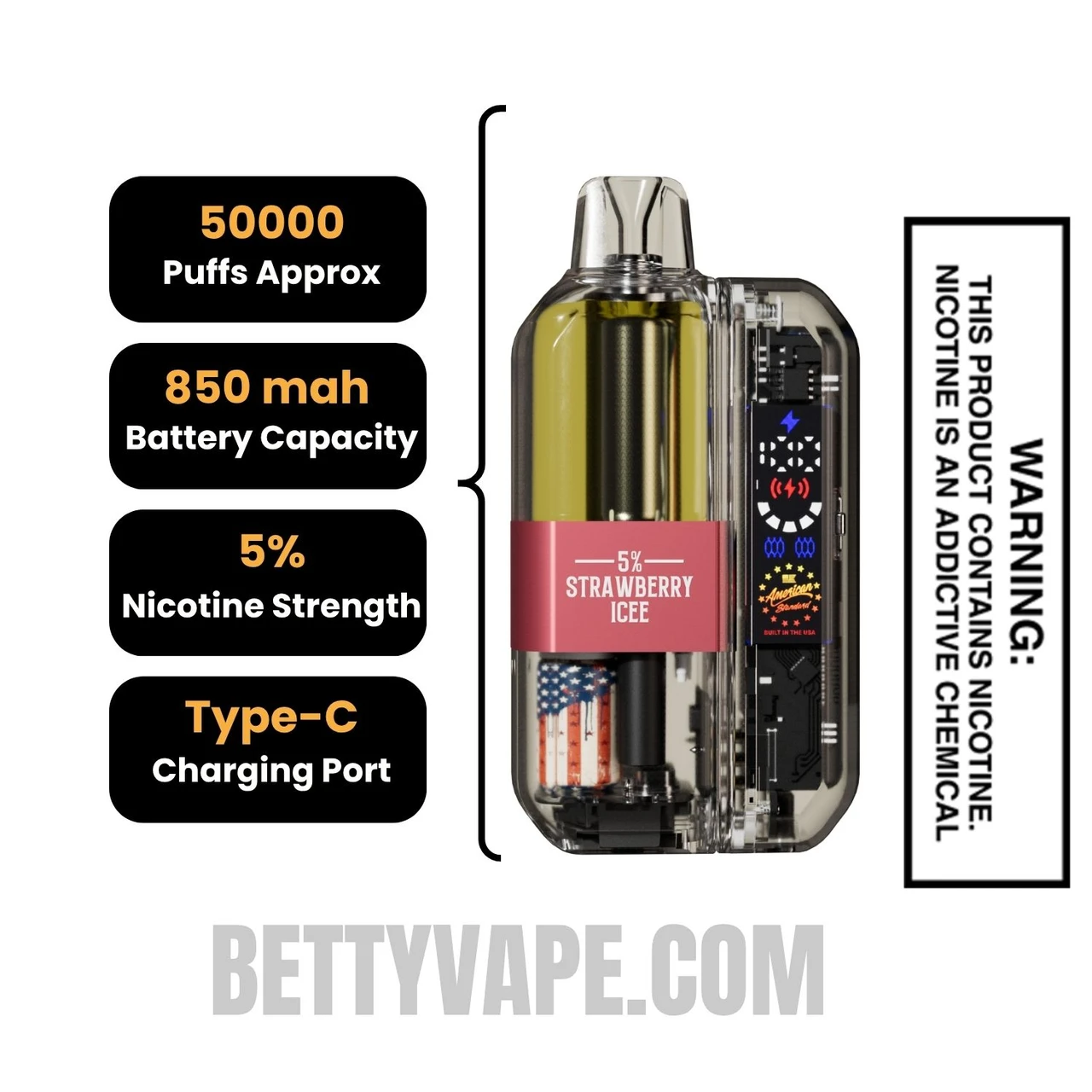 Strawberry Icee American Standard 50K Disposable Vape Kit Specifications