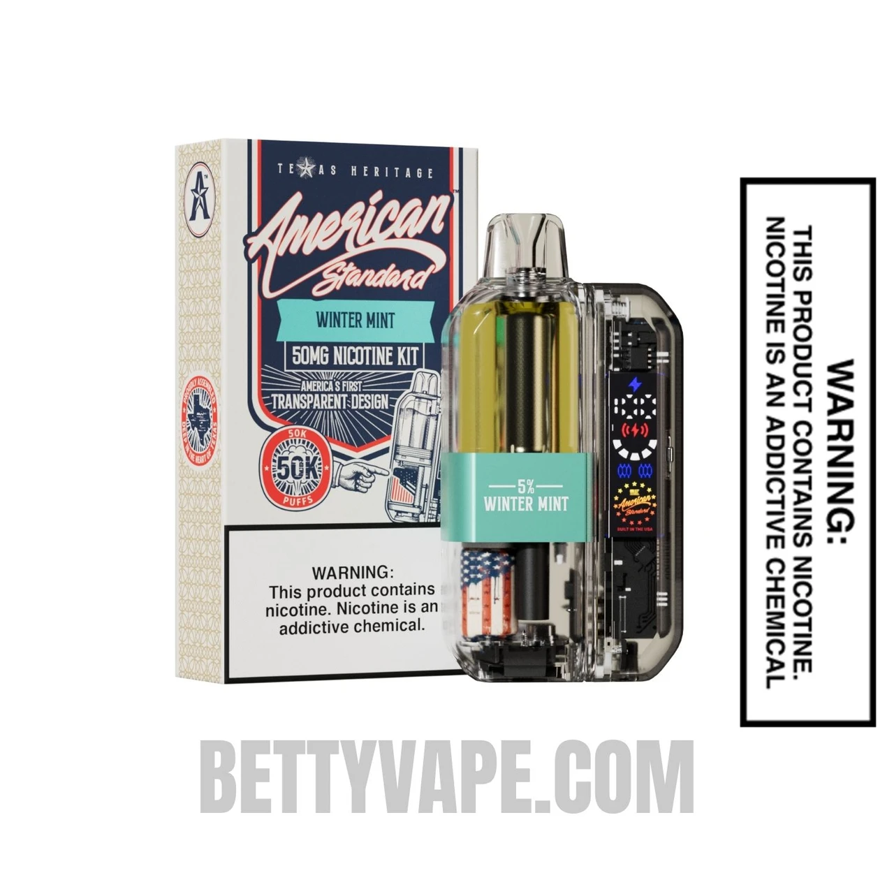 Winter Mint American Standard 50K Disposable Vape Kit With Package Box