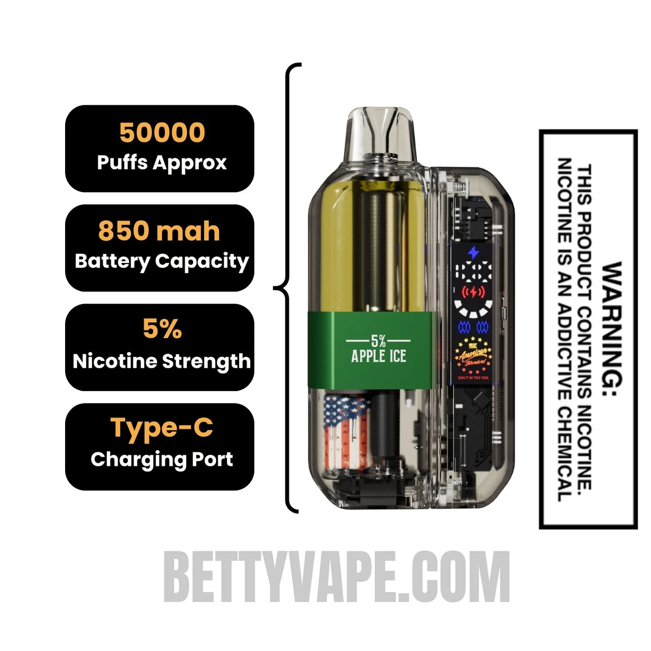 Apple Ice American Standard 50K Disposable Vape Kit Specifications