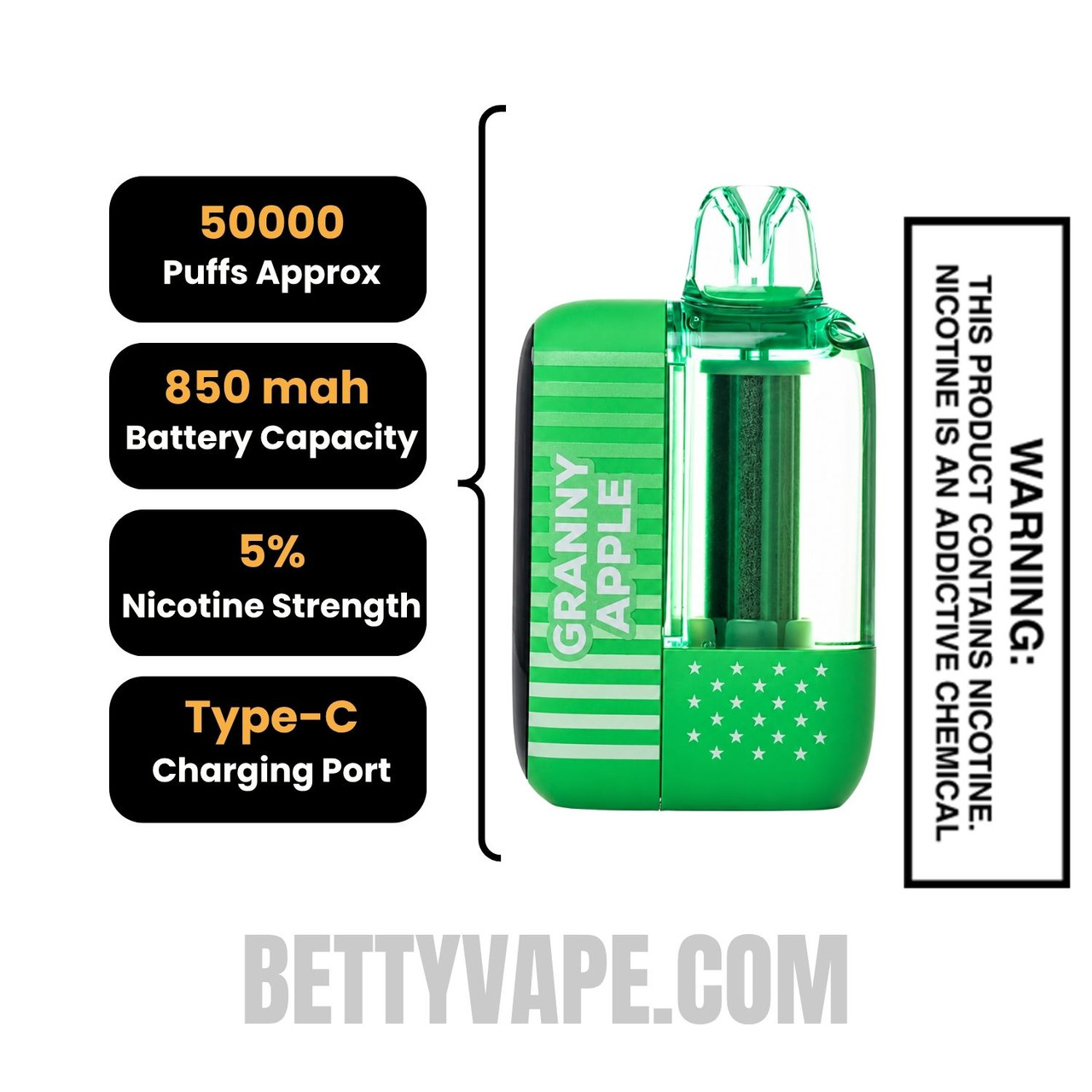 Granny Apple American Standard This Bar 50K Disposable Vape Specifications